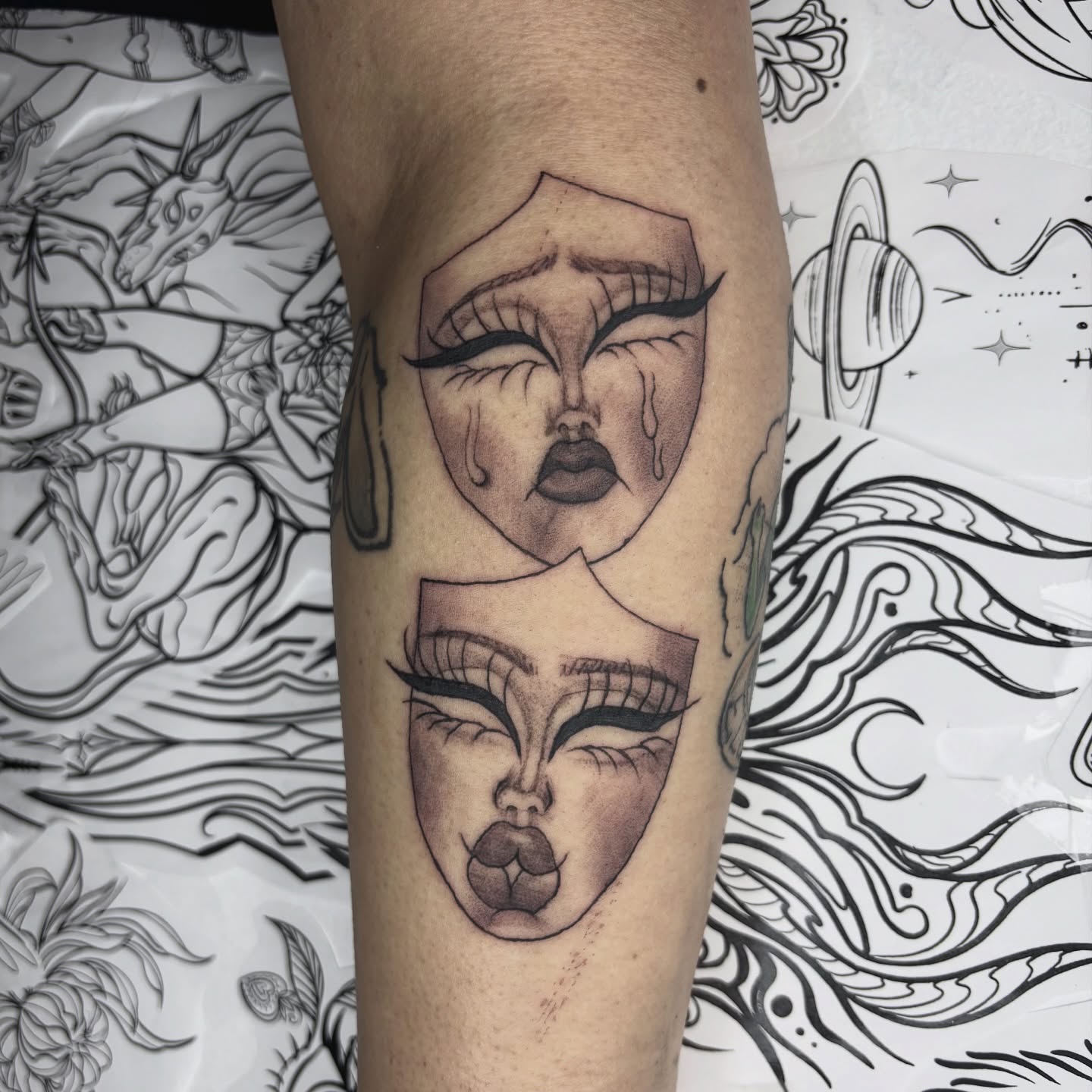 Mask realism tattoo on the forearm by Weho Tattoo Artist Lupe