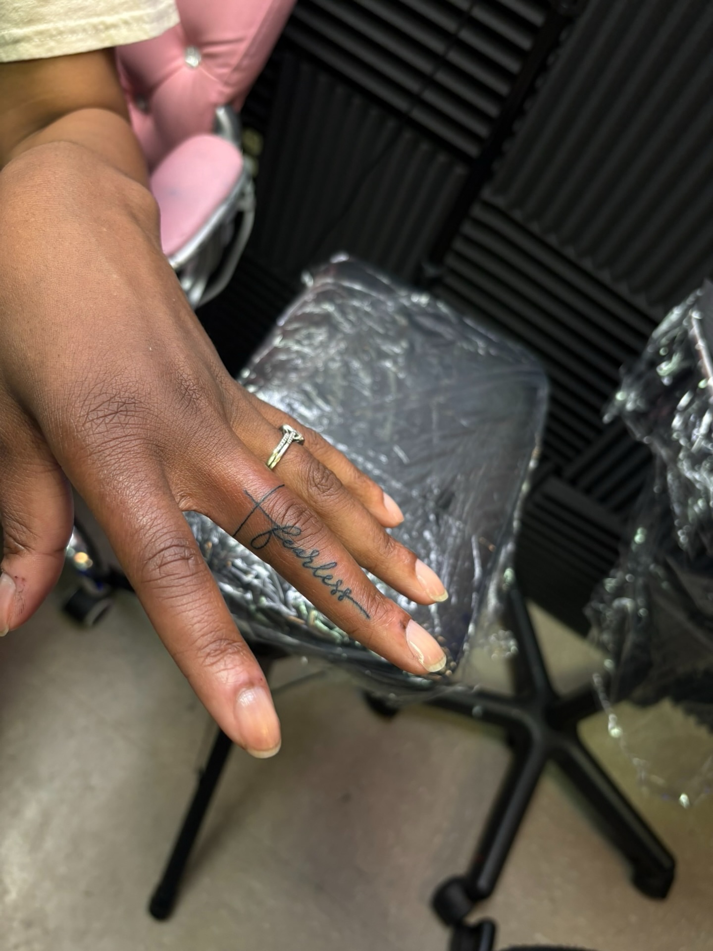 Script lettering lettering script tattoo on the hand by Bri Tatted That