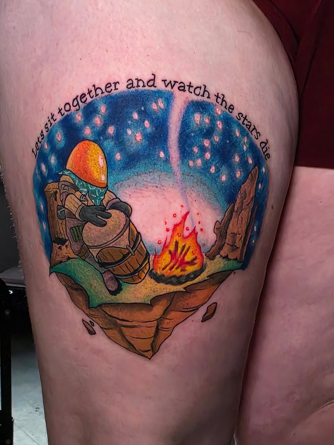 Tattoo by @dropdeadbz — illustrative, lettering_script