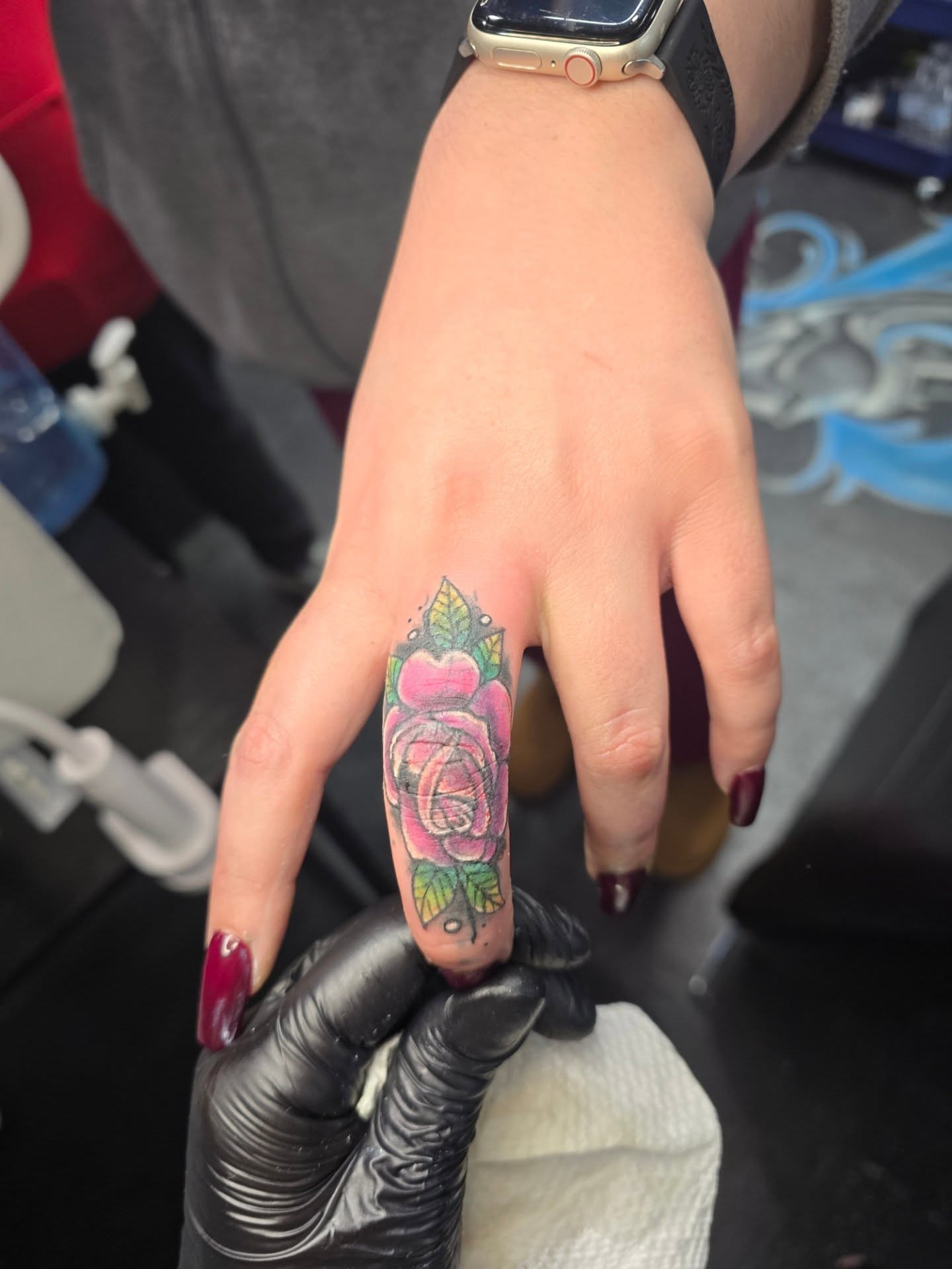 Rose American traditional tattoo on the hand by Maddox Kitson🕷