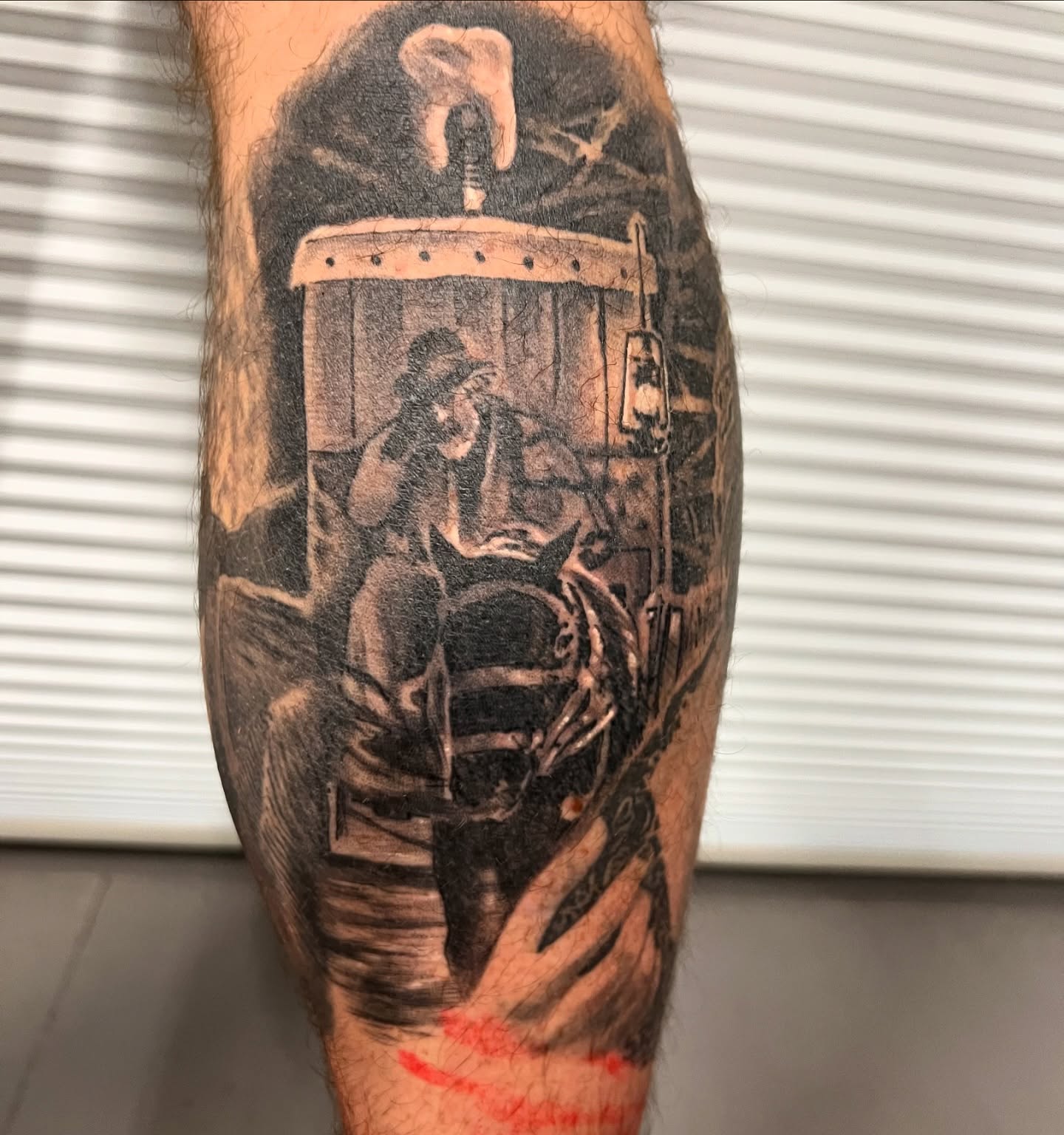Tattoo by @strikt — black_and_grey, realism