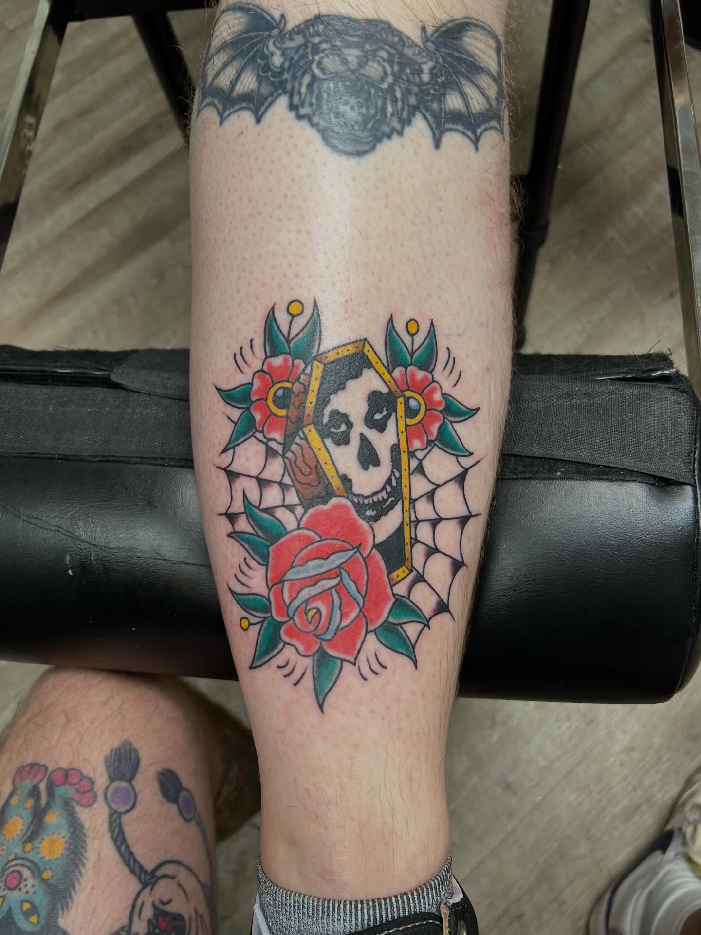 Tattoo by @geaux_catfish — american_traditional, dotwork
