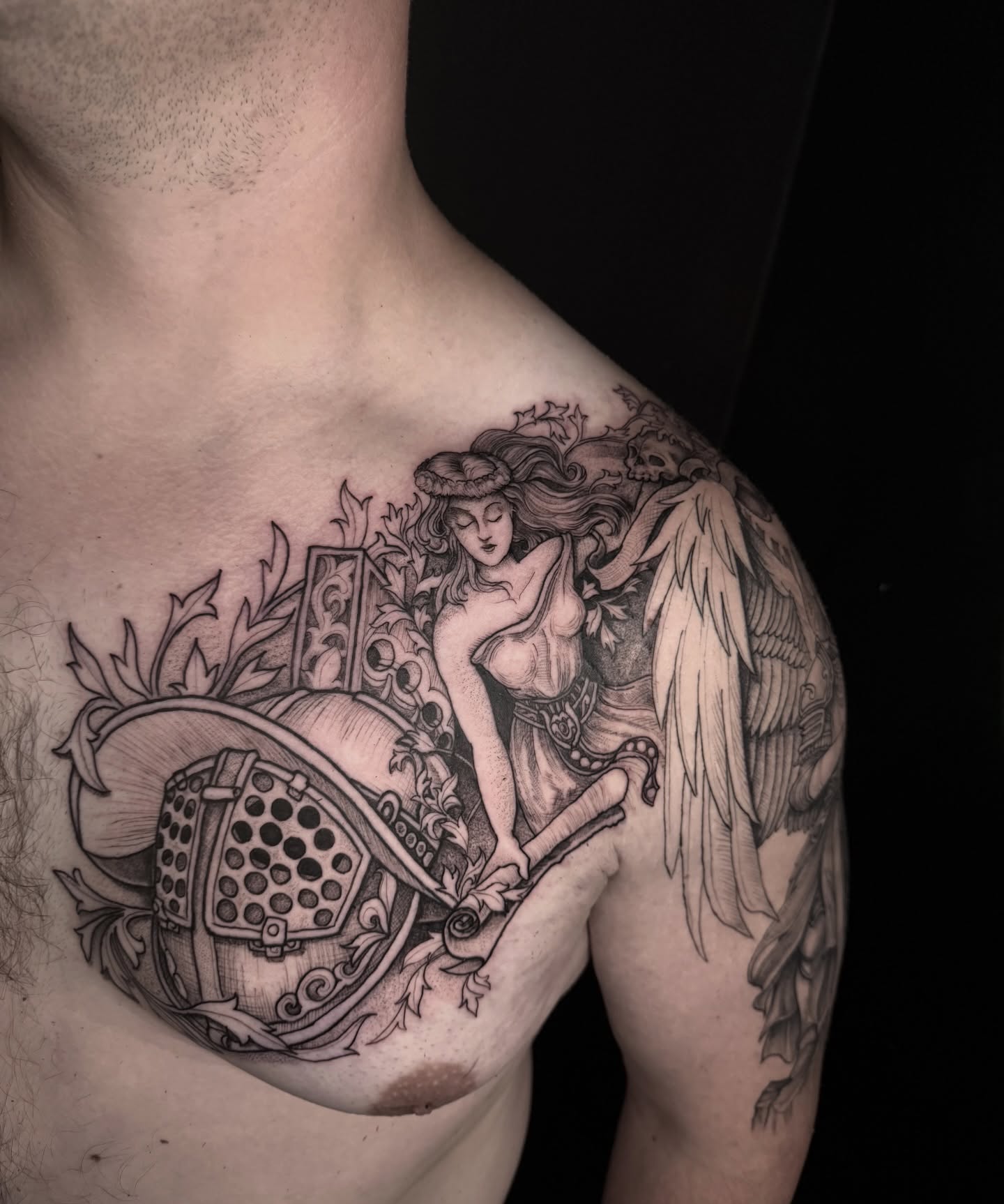 Tattoo by @fragiledagger — black_and_grey, realism
