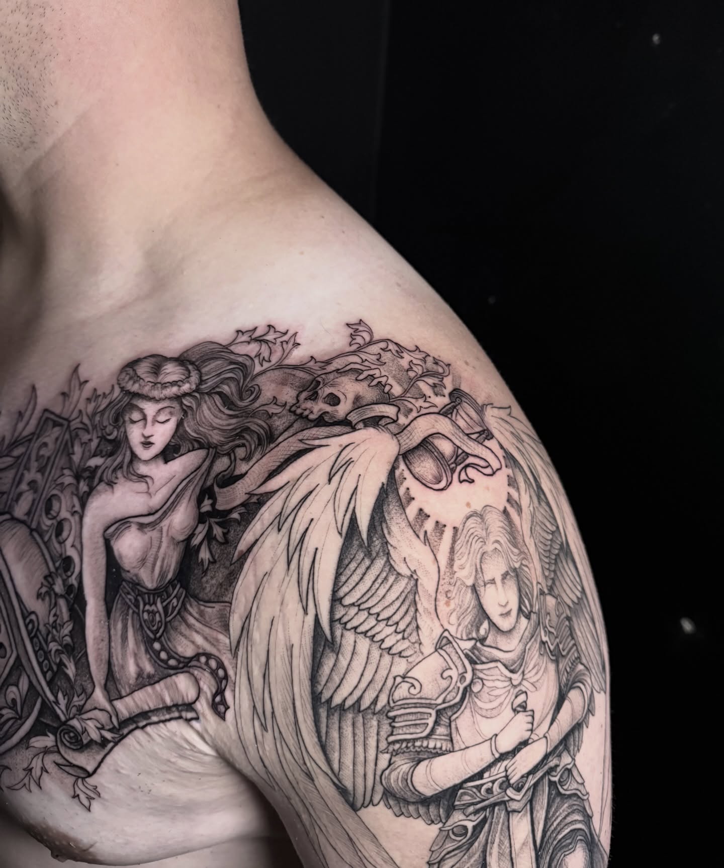 Tattoo by @fragiledagger — black_and_grey, realism