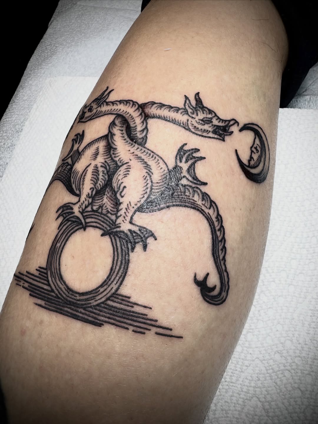 Tattoo by @kristenpaigetattoo — black_and_grey, illustrative