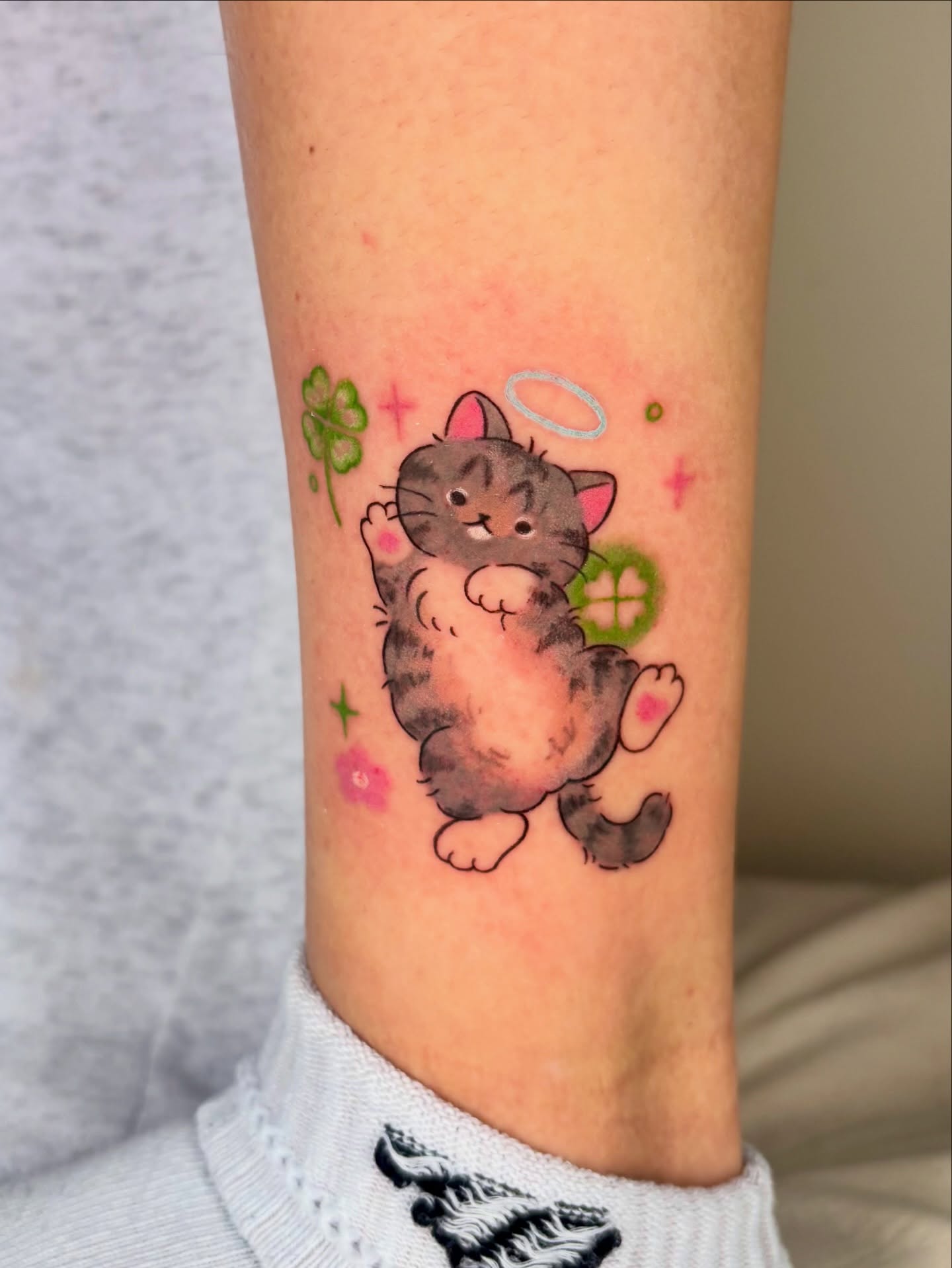 Cat dotwork tattoo on the forearm by ๐ฎ๐ถ๐ ๐ โงโห โโ.