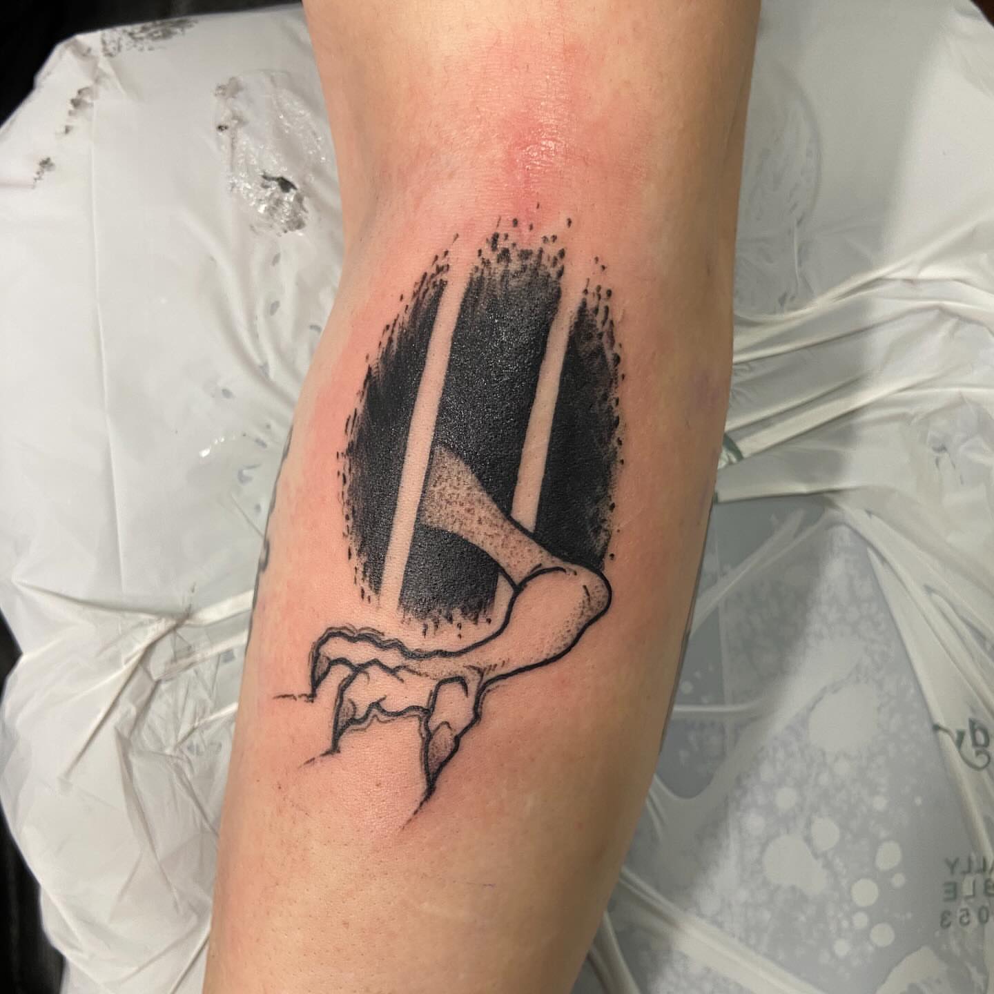 Bird dotwork tattoo on the forearm by Holly Redwinter