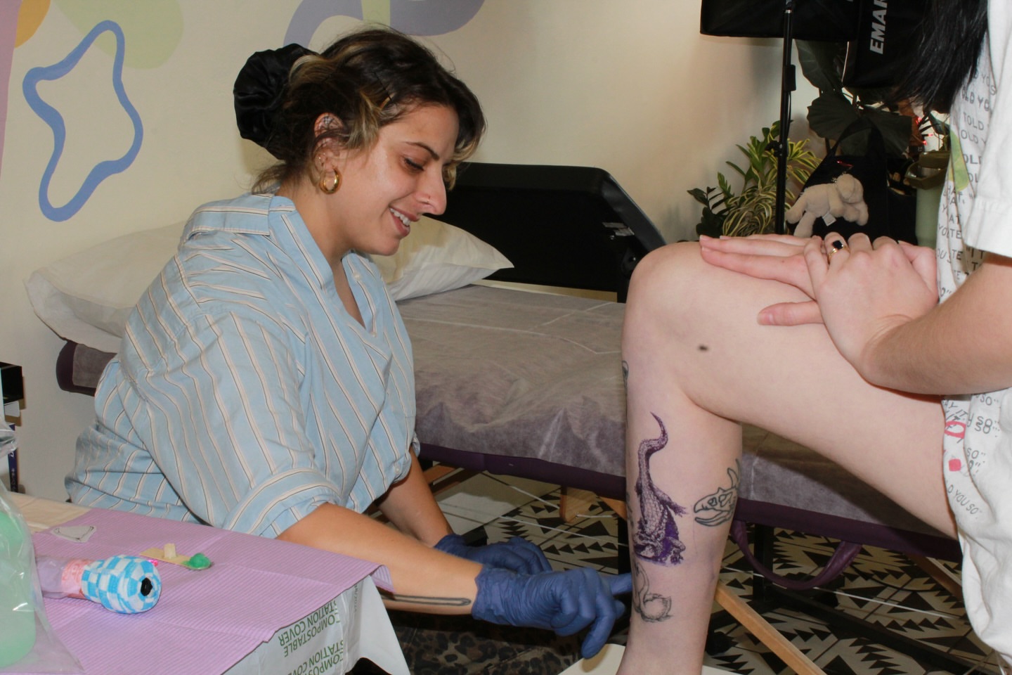 Fish new school tattoo on the leg by 𝗠𝗶𝗱𝗻𝗶𝗴𝗵𝘁 〰️ 𝕄𝕠𝕠𝕟𝕝𝕚𝕘𝕙𝕥