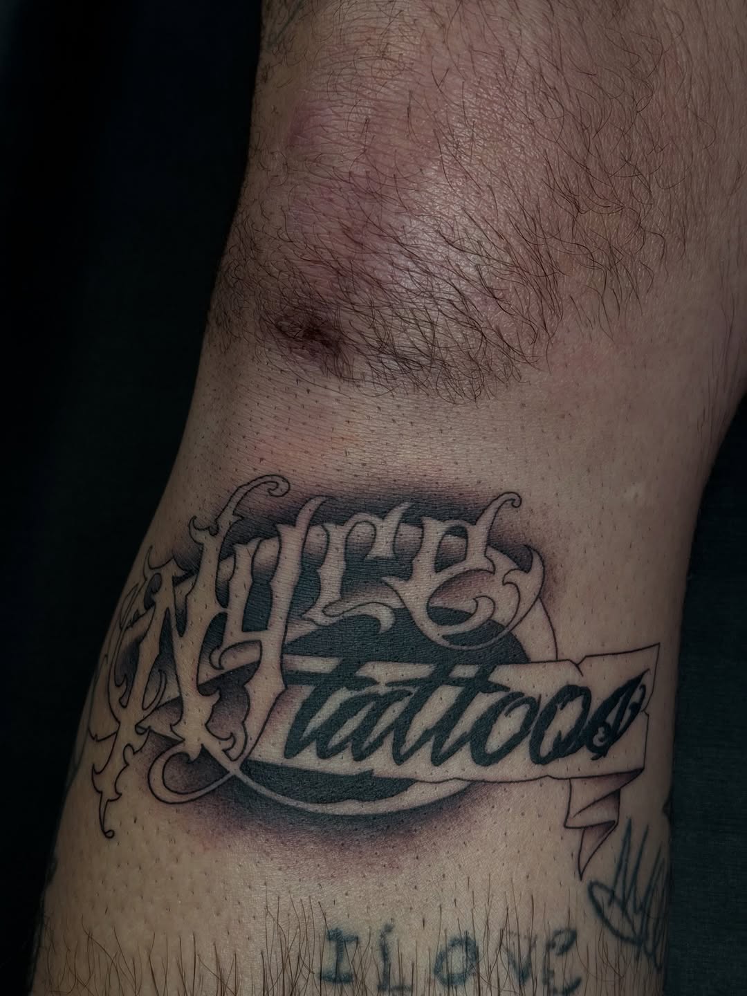 NYME Tattoos lettering lettering tattoo on the forearm by 𝔍𝔲𝔩𝔦𝔞, New York, New York