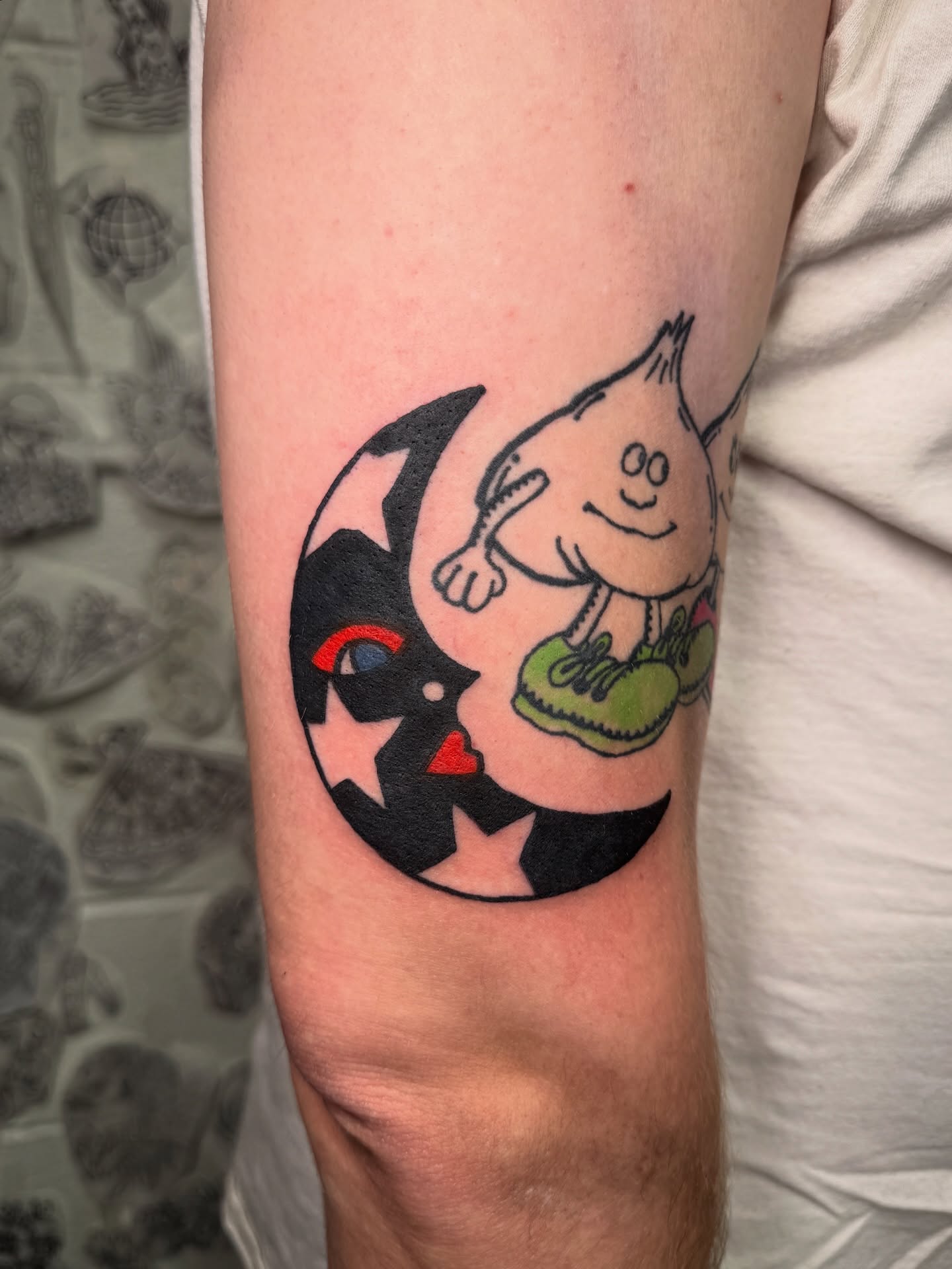 Cartoon character American traditional tattoo on the forearm by lily gustave i tattoo