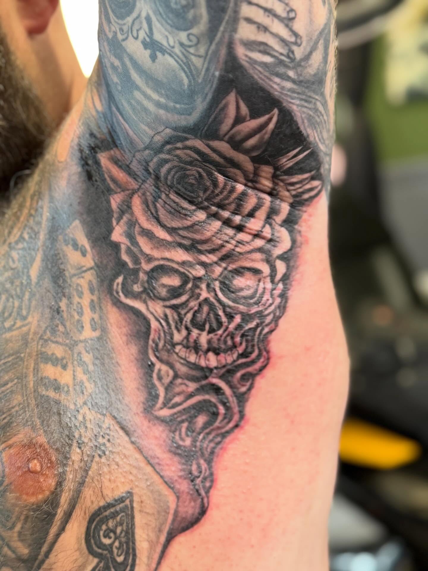 Tattoo by @joeyspindlertattoos — black_and_grey, realism