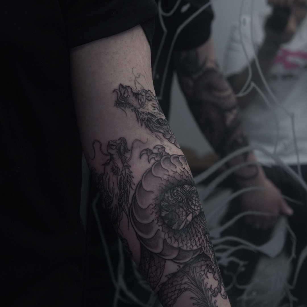 Tattoo by @tattooforero — black_and_grey, japanese_irezumi