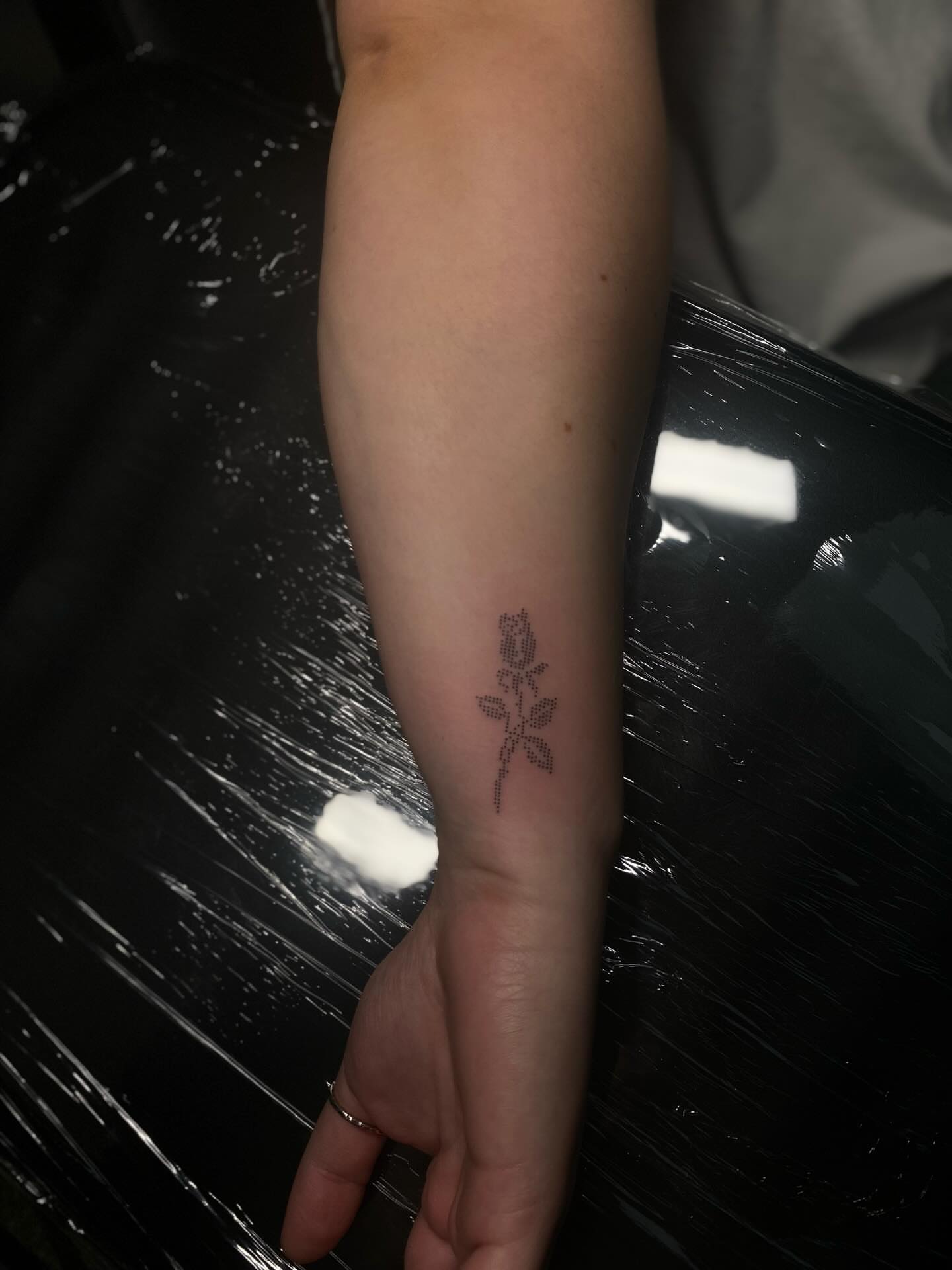 Rose black and grey tattoo on the forearm by 𝕶𝖆𝖒 ~ 𝕿𝖆𝖙𝖙𝖔𝖔 𝕬𝖗𝖙𝖎𝖘𝖙
