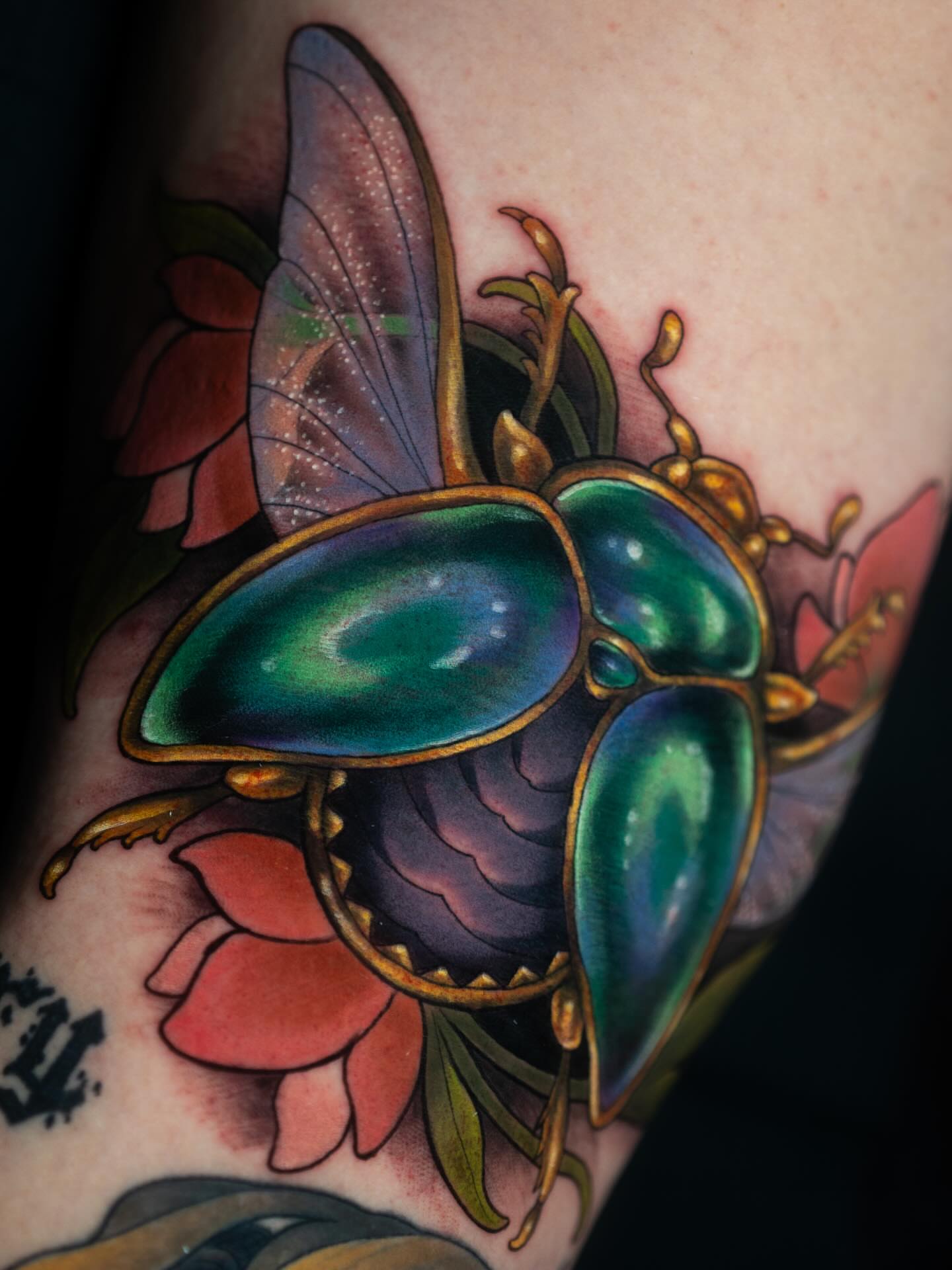 Beetle realism tattoo on the thigh by π·πΉππππ π²πππππ·