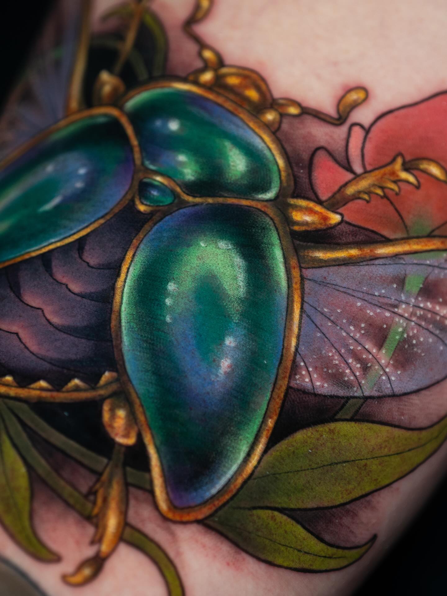 Beetle realism tattoo on the thigh by π·πΉππππ π²πππππ·