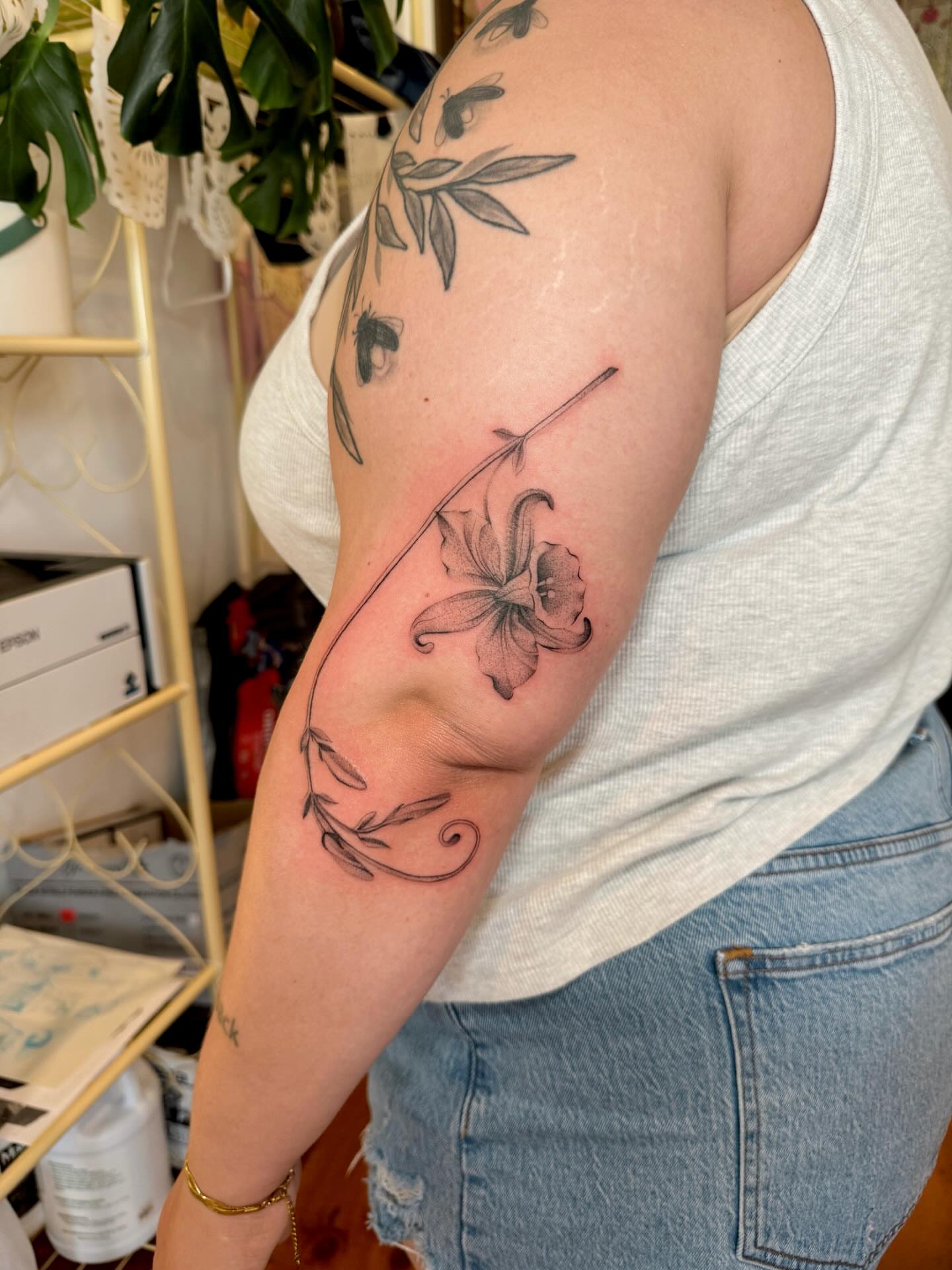 Lily black and grey tattoo on the forearm by tattoos by miss jackie o 🎱