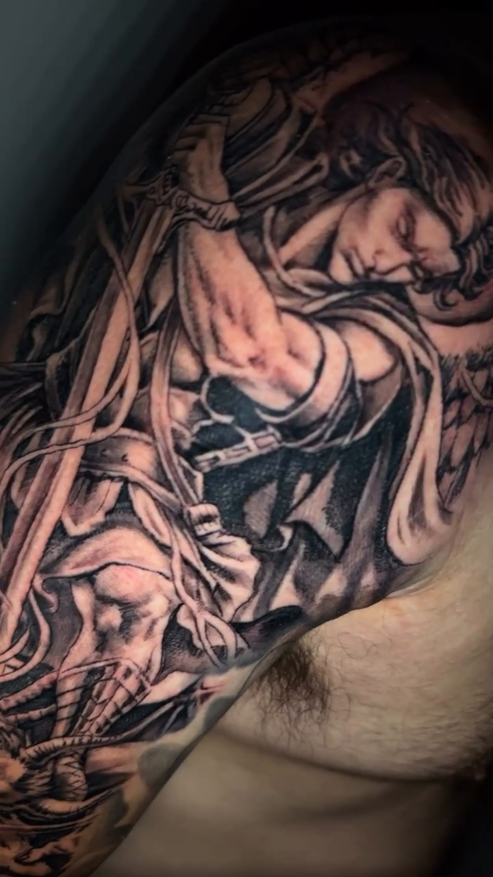 Tattoo by @cambamtattoos — realism, black_and_grey