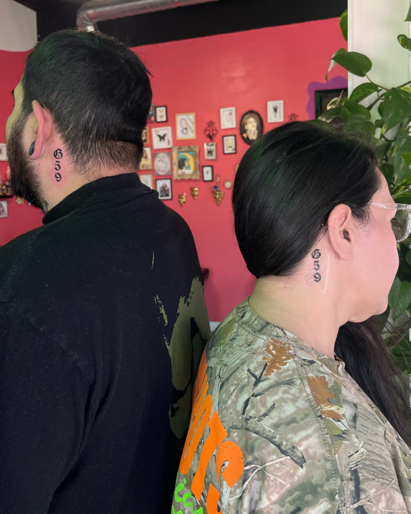 Numbers lettering script tattoo on the head by Daniela