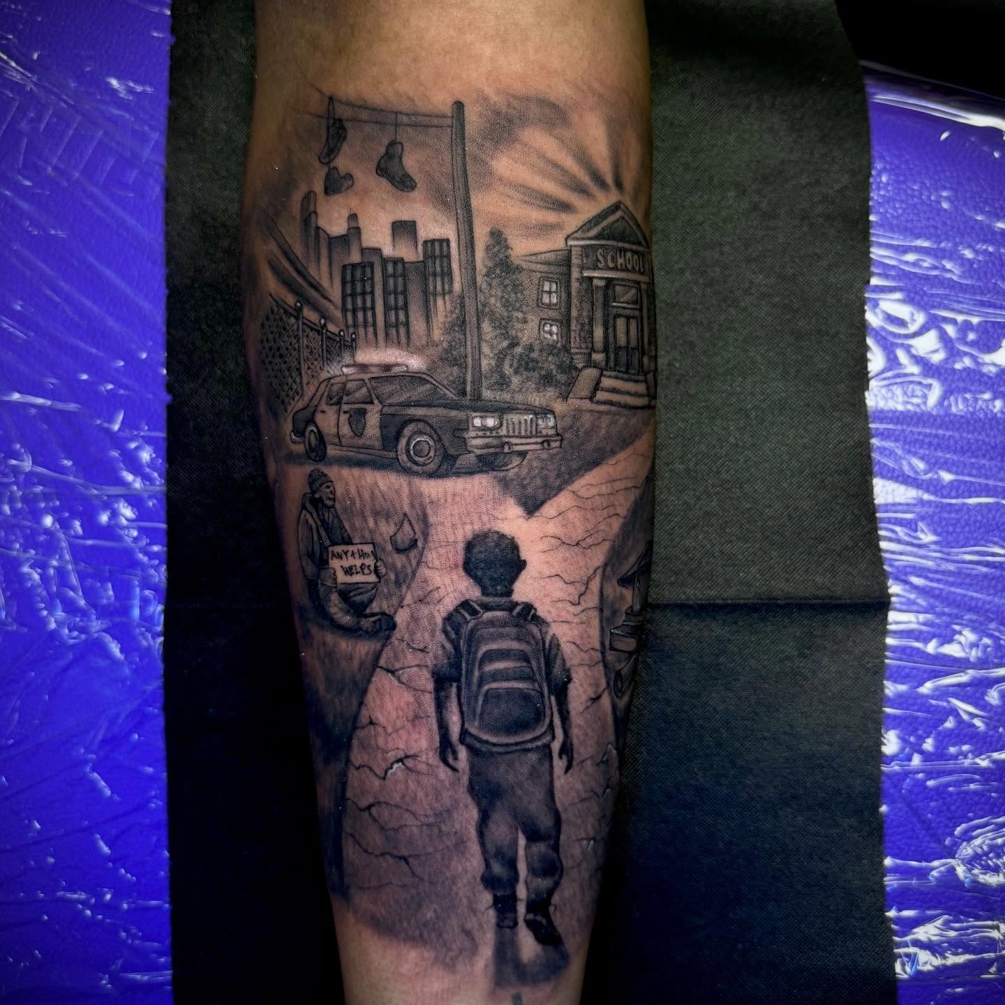 Tattoo by @justinxtattooer — realism, black_and_grey