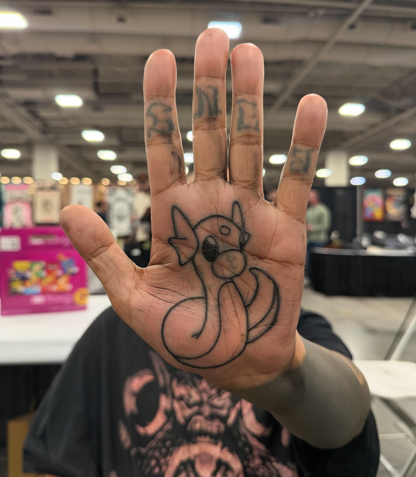 Cat black and grey tattoo on the hand by Hades cabrera, Richmond, Virginia