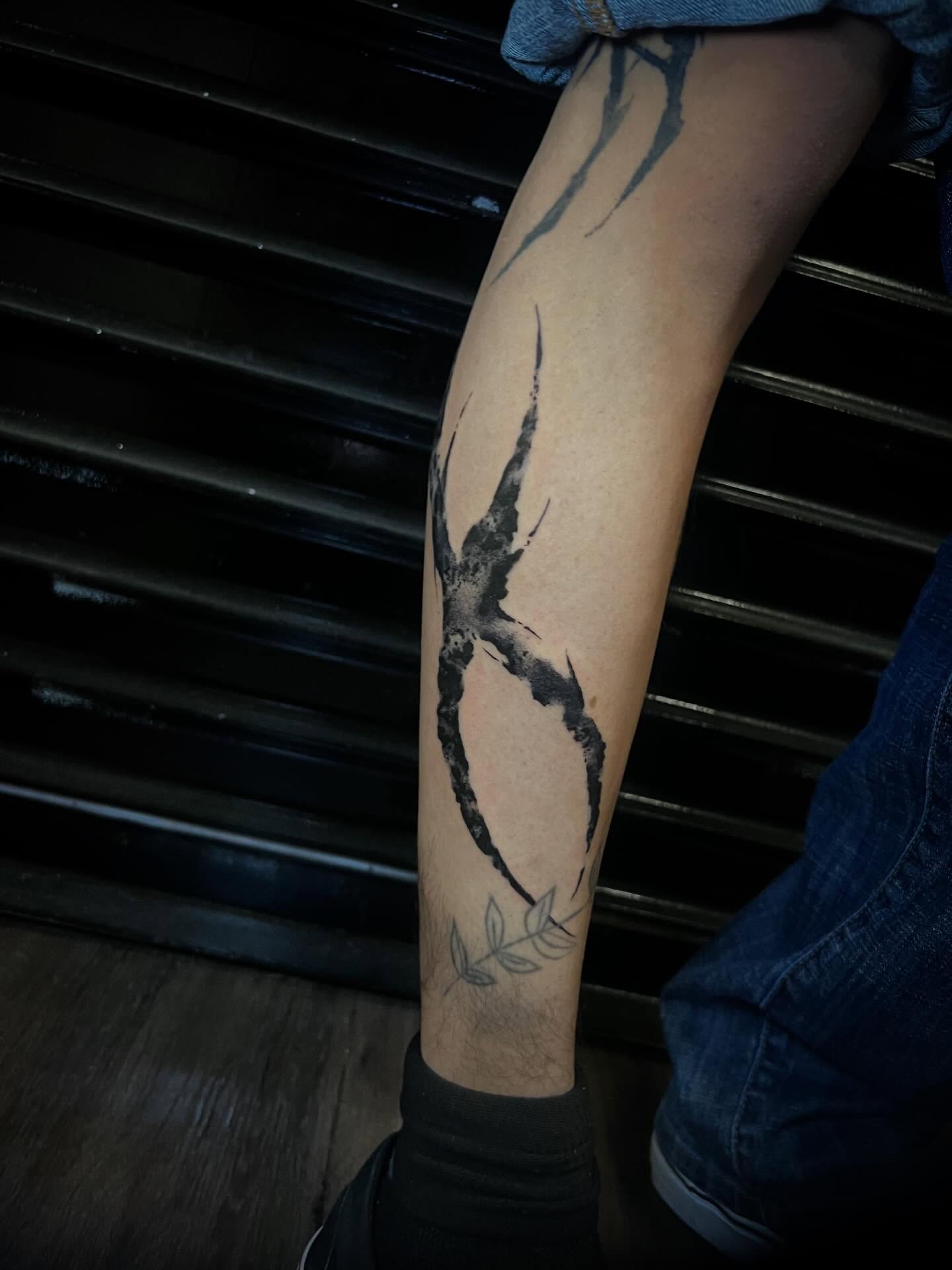 Bird black and grey tattoo on the forearm by @halfwit__
