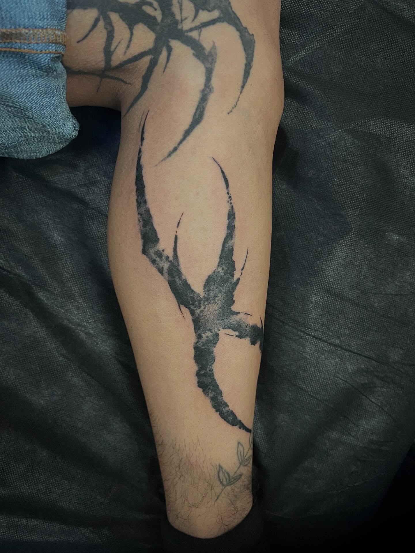 Antlers black and grey tattoo on the forearm by @halfwit__