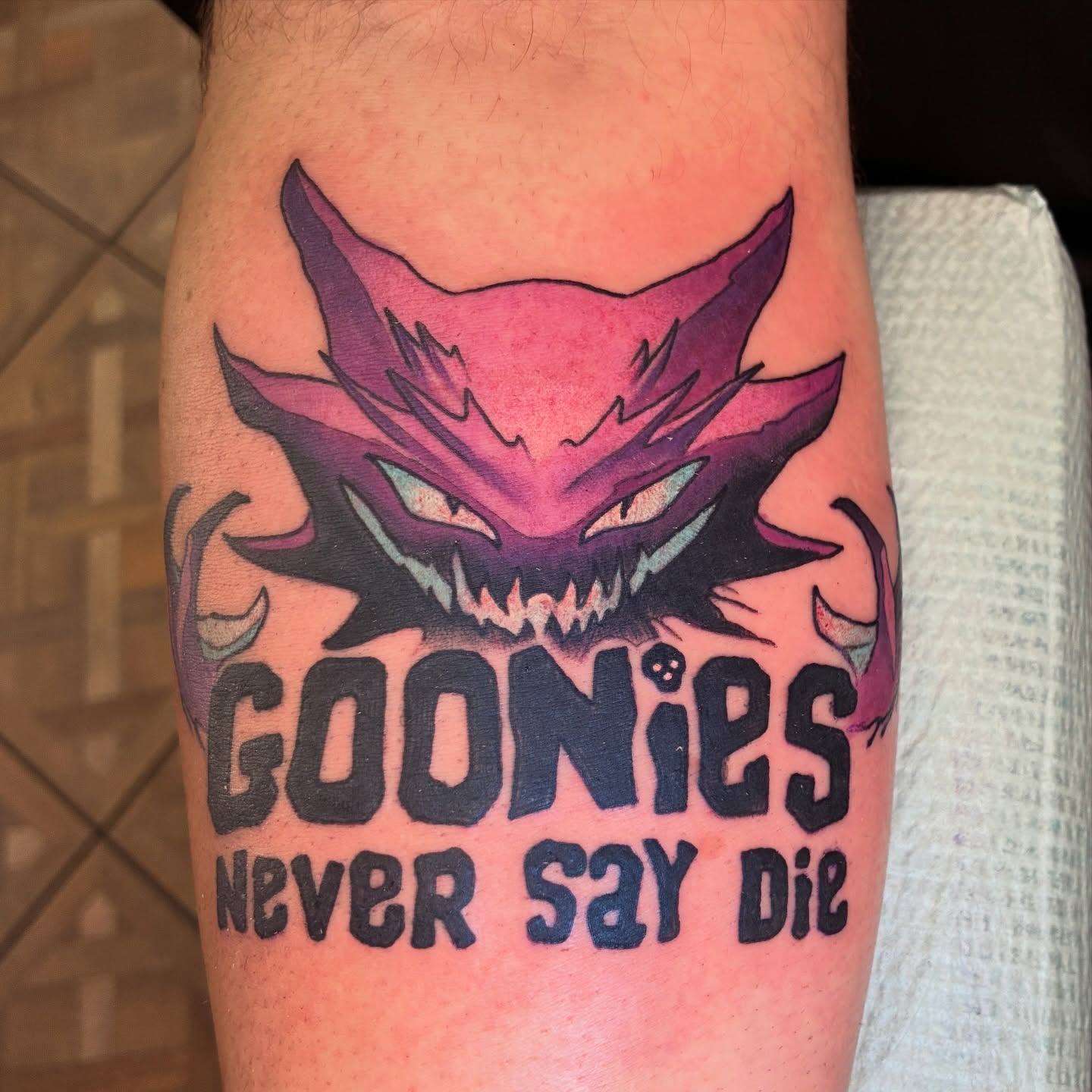 Tattoo by @goblin_smasher — dotwork, lettering_script