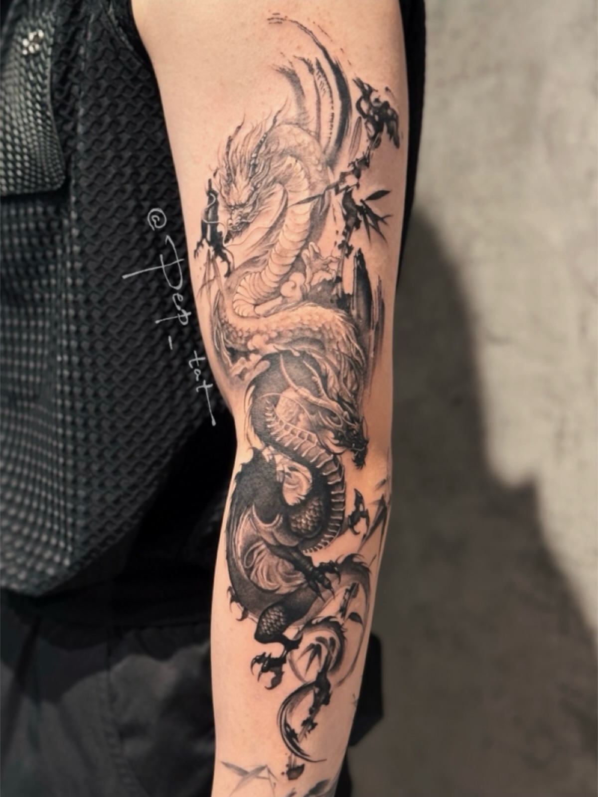 Dragon realism tattoo on the forearm by 𝕁𝕖𝕞, Richmond, British Columbia