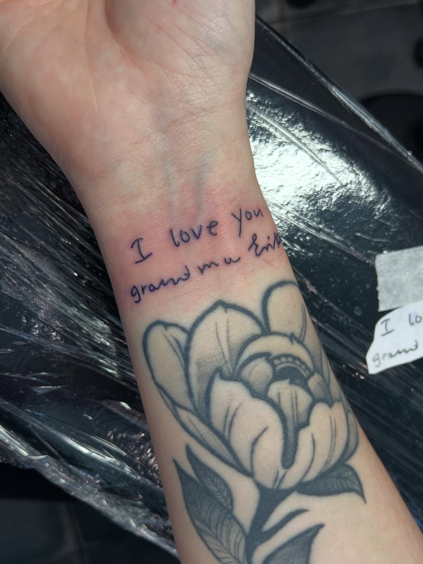 I love you grandma black and grey tattoo on the forearm by 𝖆𝖑𝖞𝖘𝖘𝖆 ☽