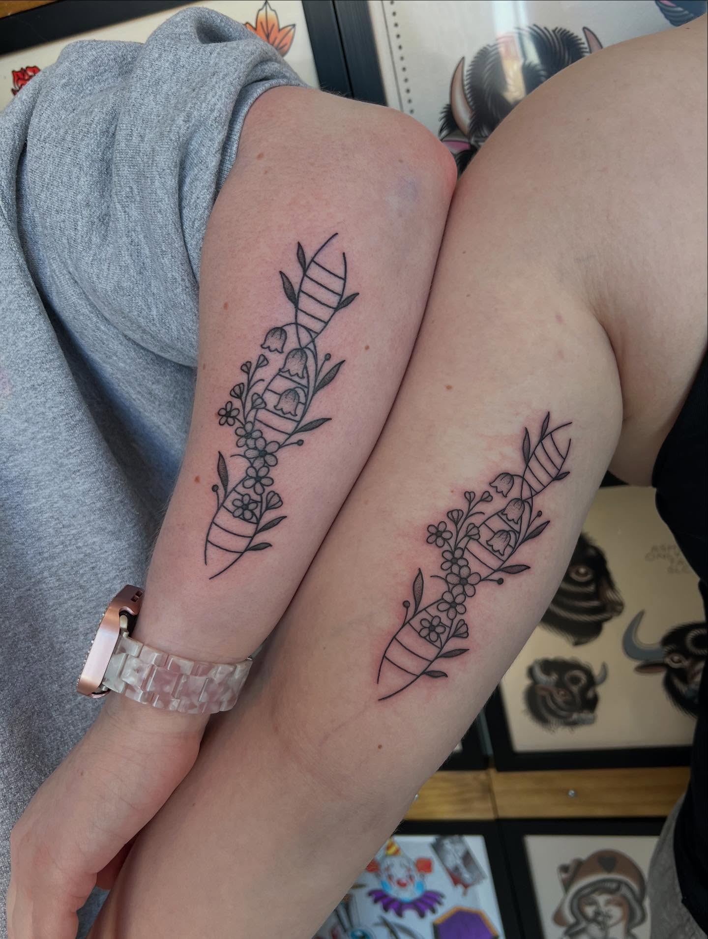 Floral arrangement black and grey tattoo on the forearm by 𝖆𝖑𝖞𝖘𝖘𝖆 ☽