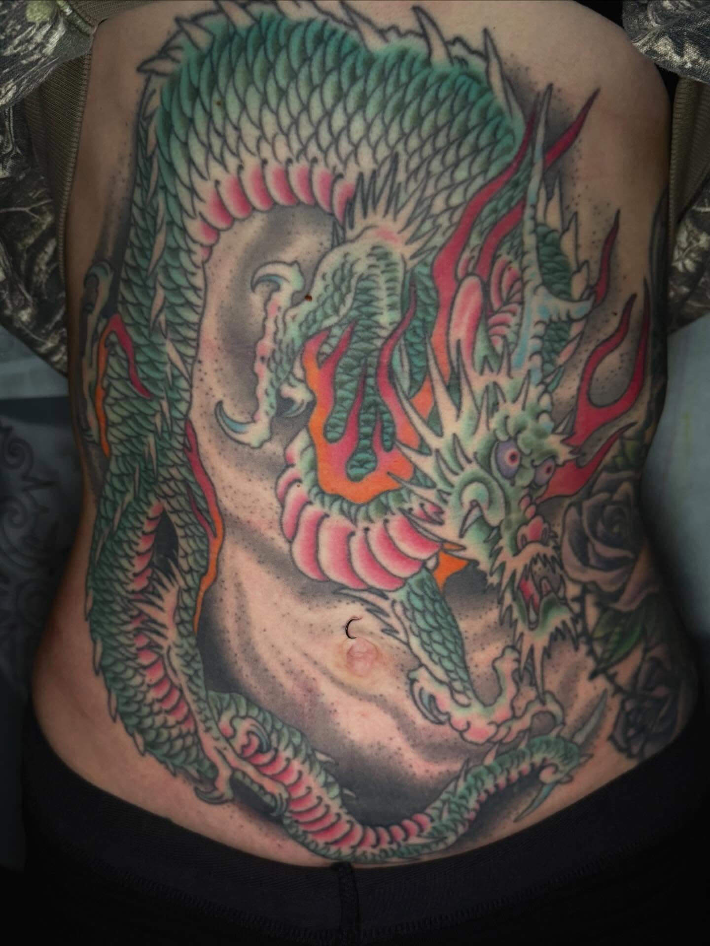 Dragon japanese irezumi tattoo on the ribs by Mike Diamond