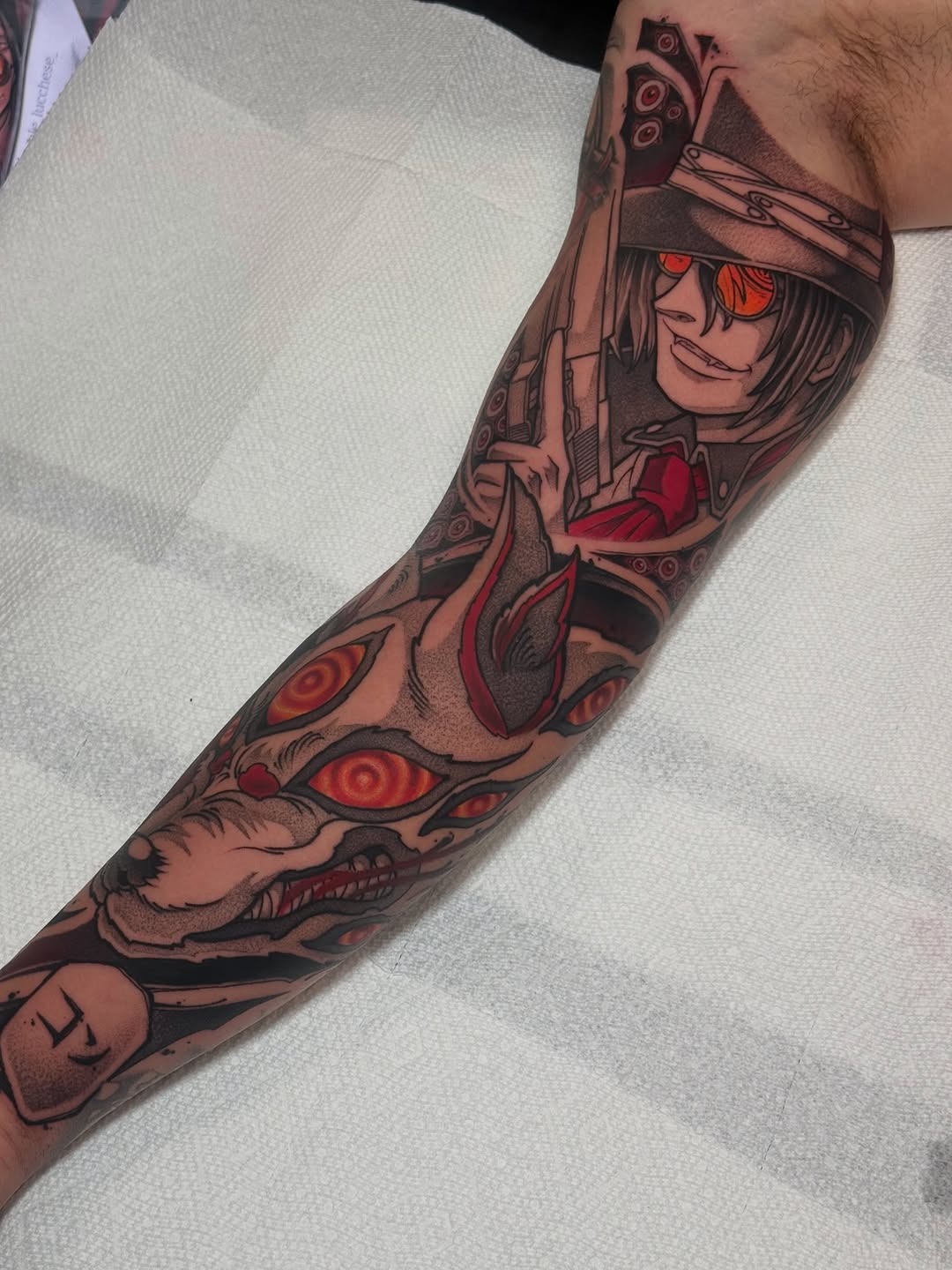 Tattoo by @inkbygabe — anime, black_and_grey