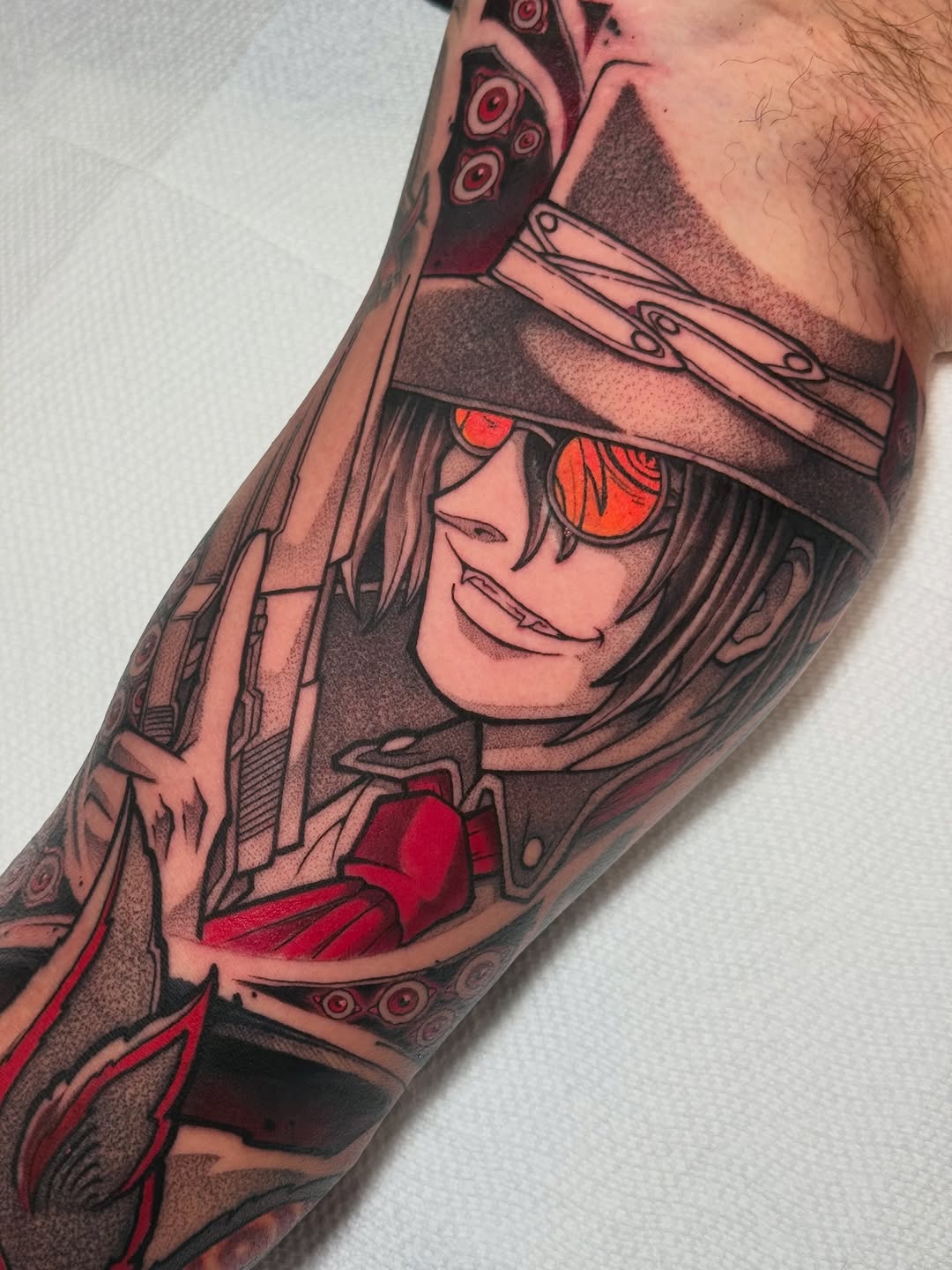 Tattoo by @inkbygabe — anime, black_and_grey