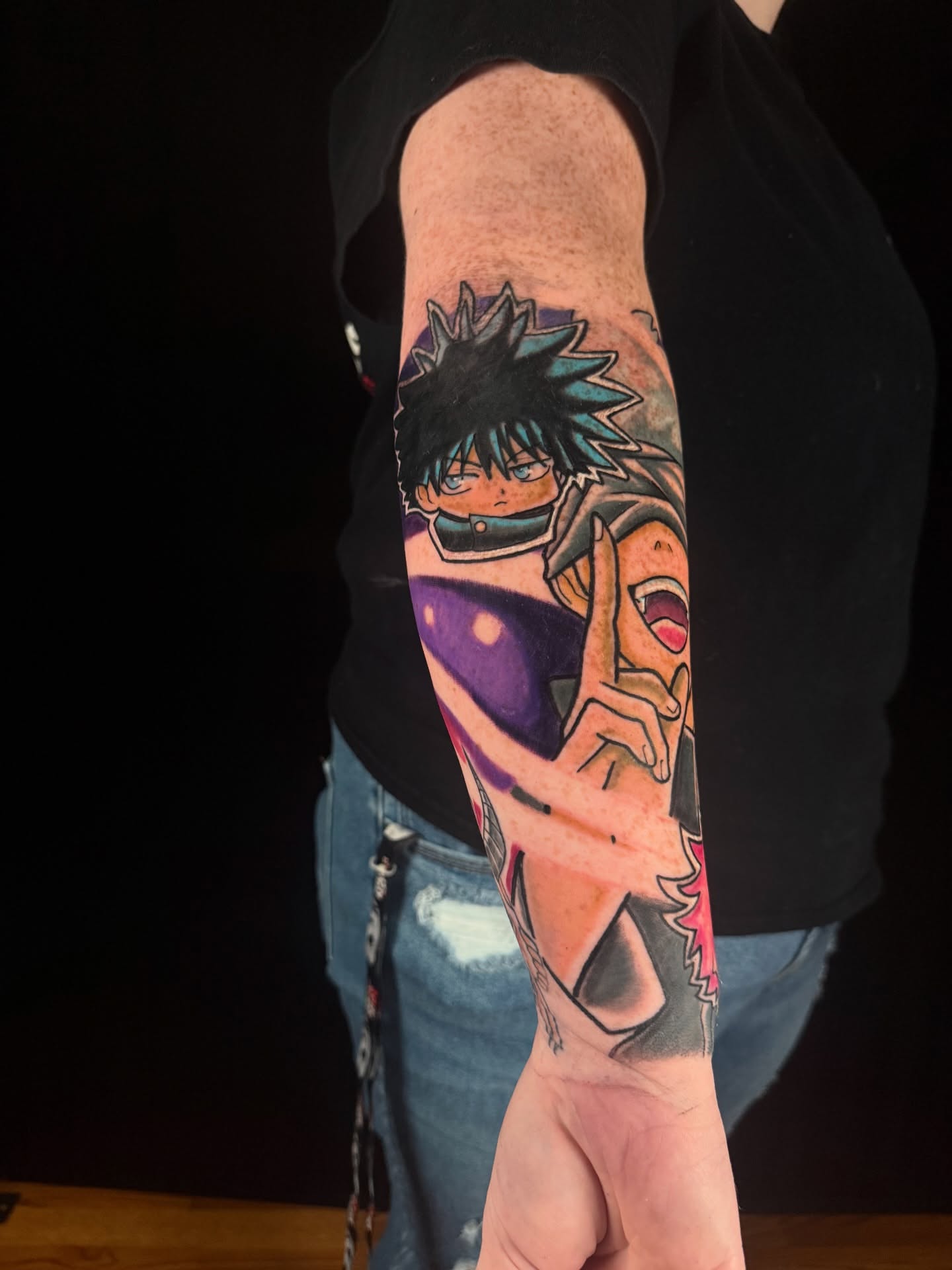 Anime character anime tattoo on the forearm by joshua sides
