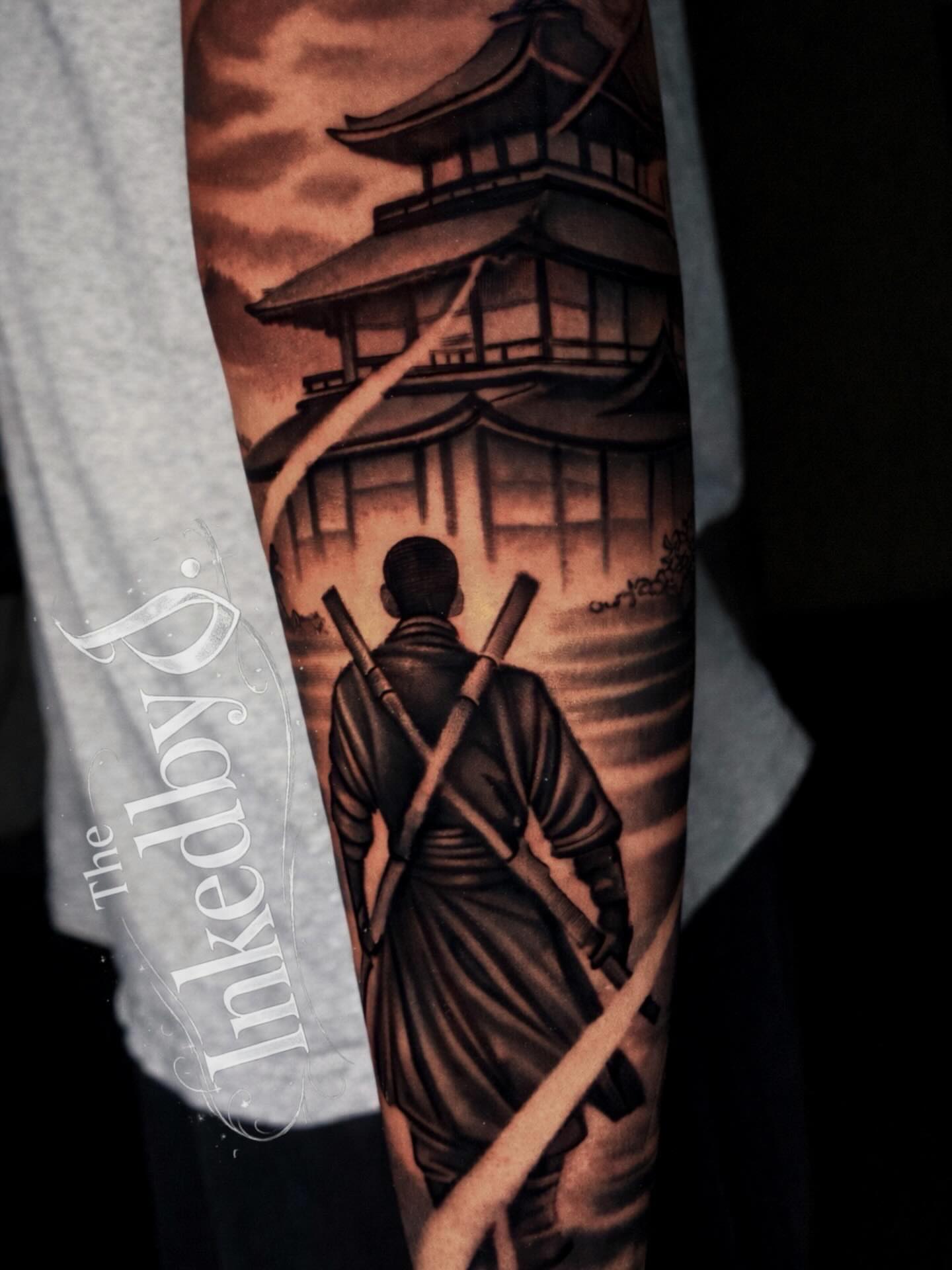 Samurai warrior realism tattoo on the forearm by Jaylen - Atlanta Tattoo Artist