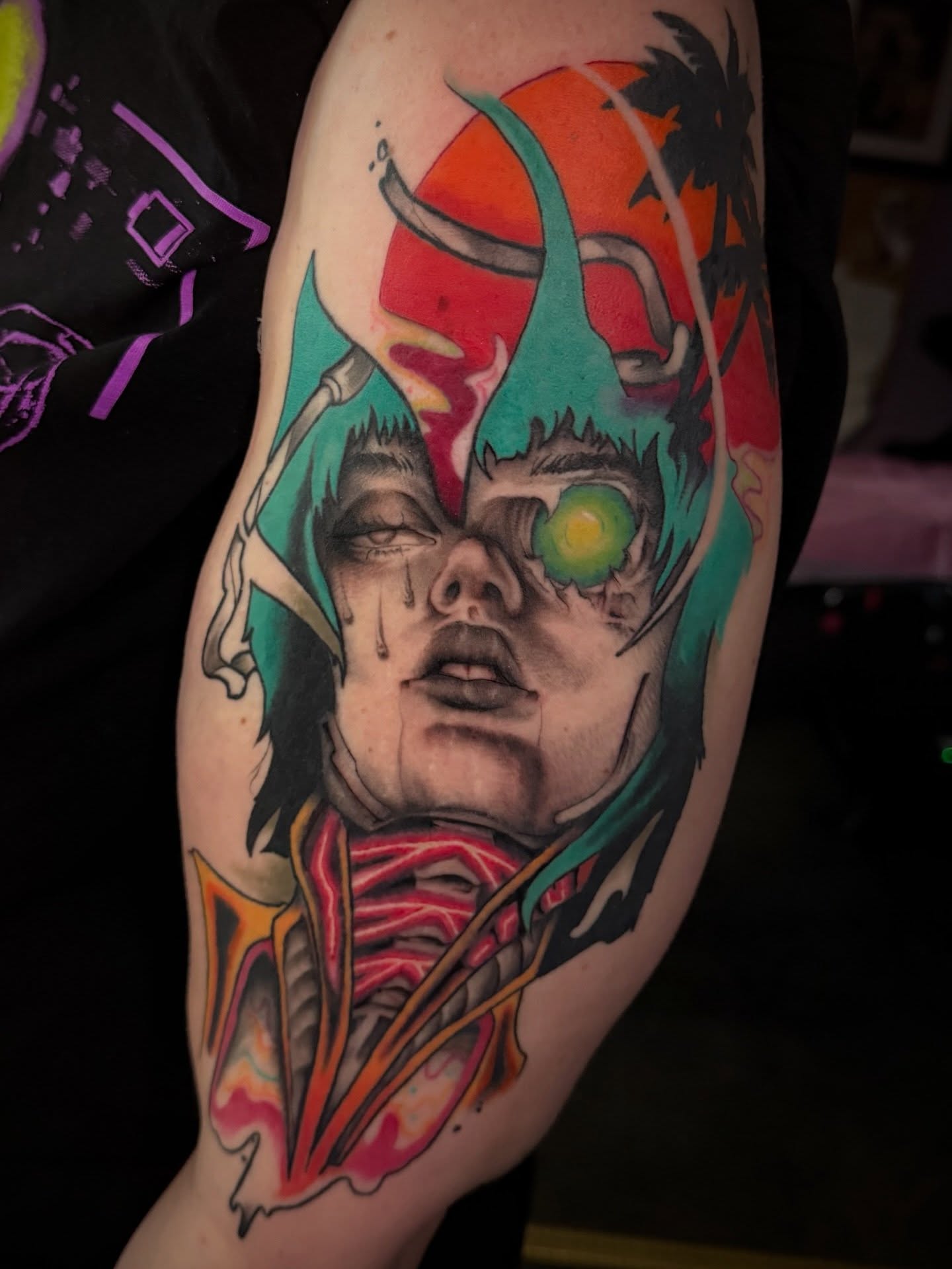 Jester anime tattoo on the forearm by ✨Jen Lochbihler✨, Dickson, Tennessee