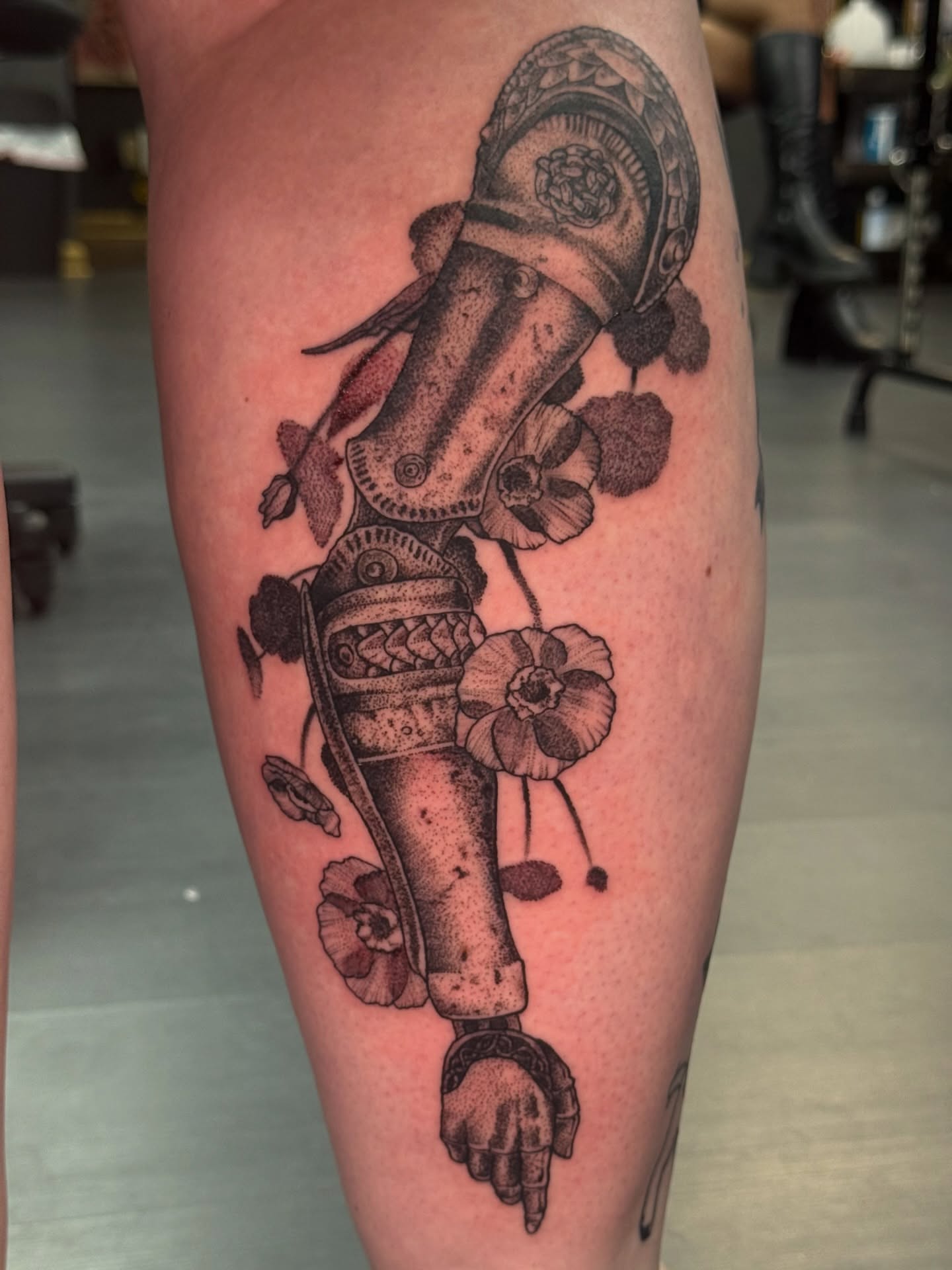 Tattoo by @erinmorbidtattoo — black_and_grey, realism