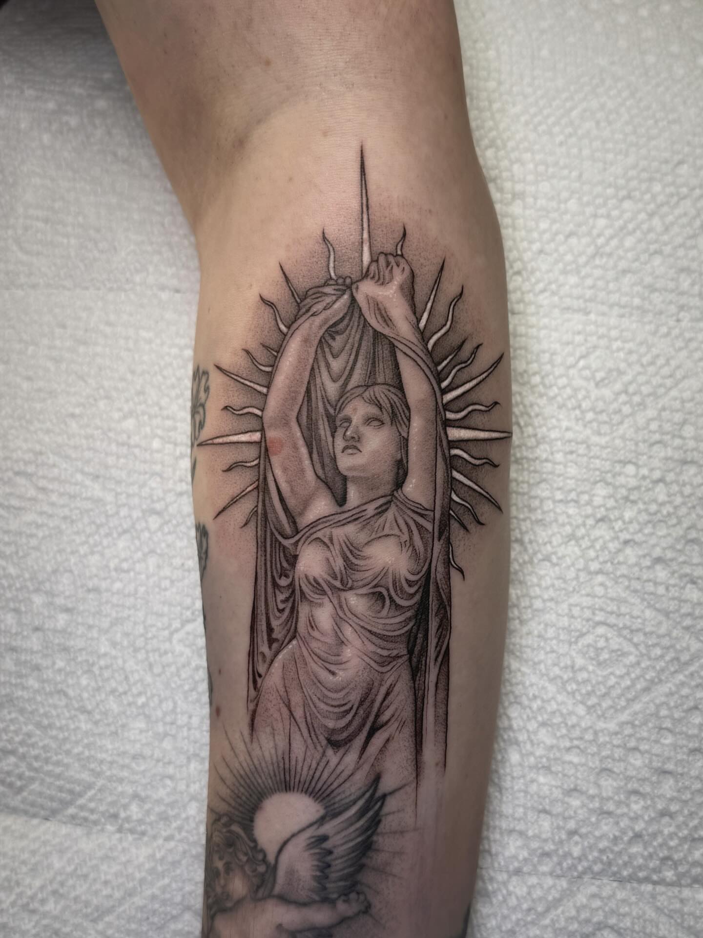 Tattoo by @audreymicheletattoos — black_and_grey, realism