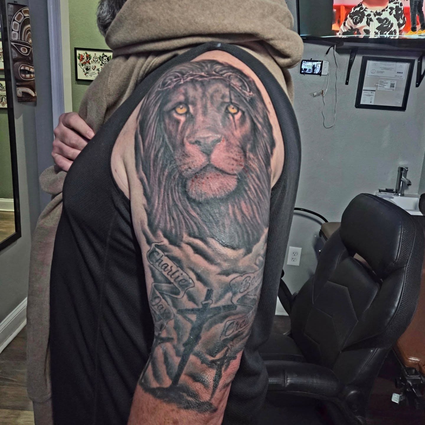 Tattoo by @barryhuffman77 β realism, black_and_grey