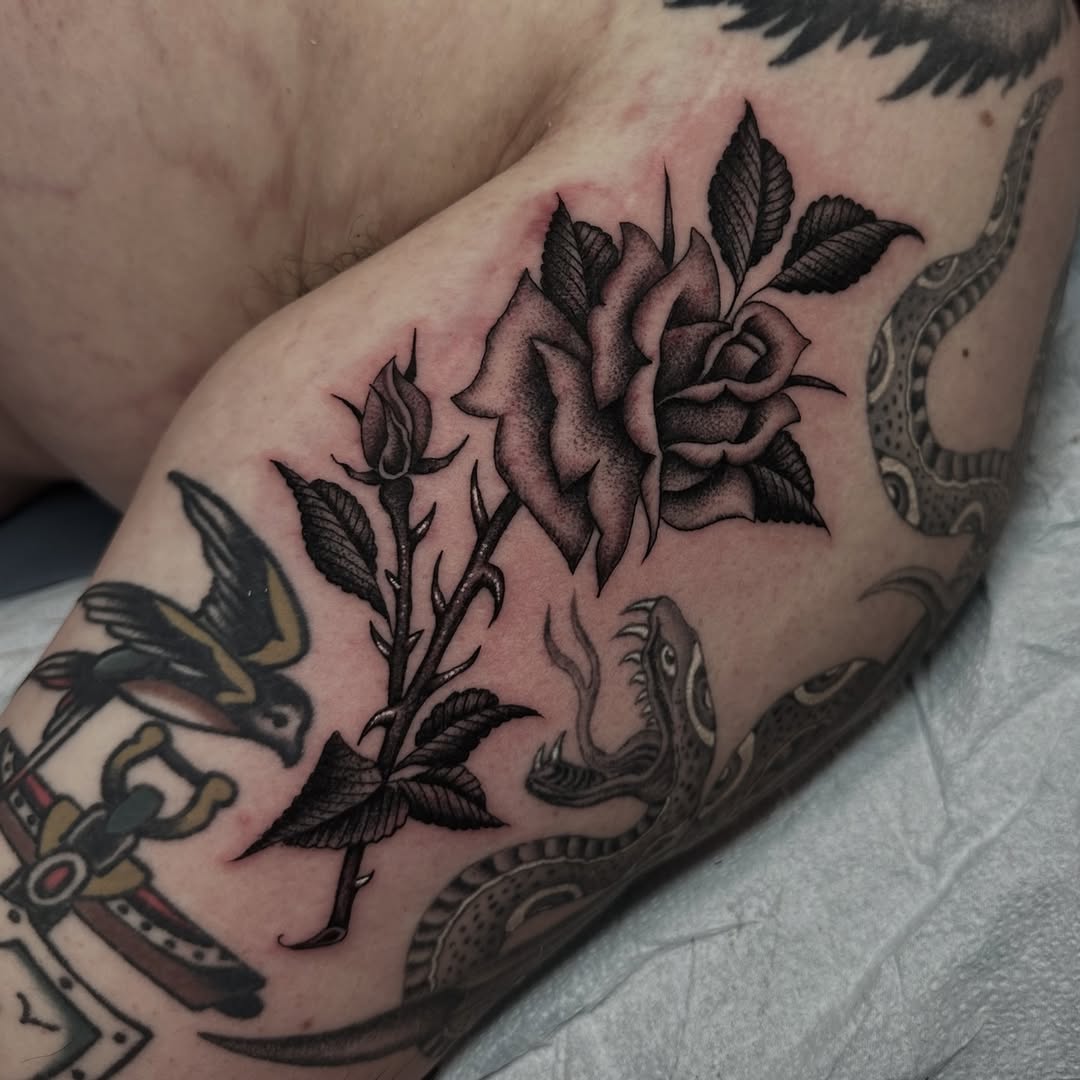 Tattoo by @matthewthomastattoo — american_traditional, black_and_grey