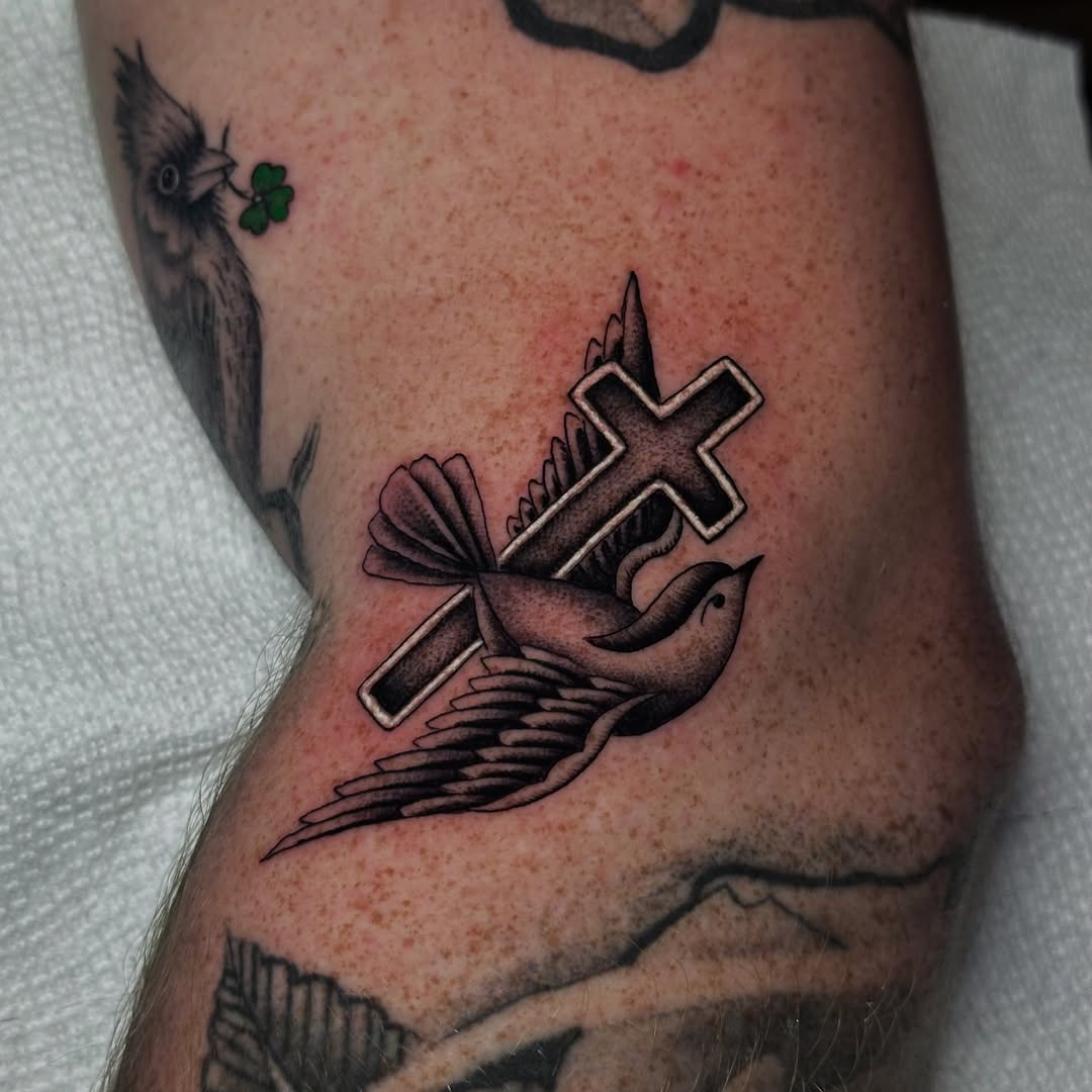 Tattoo by @matthewthomastattoo — black_and_grey, dotwork