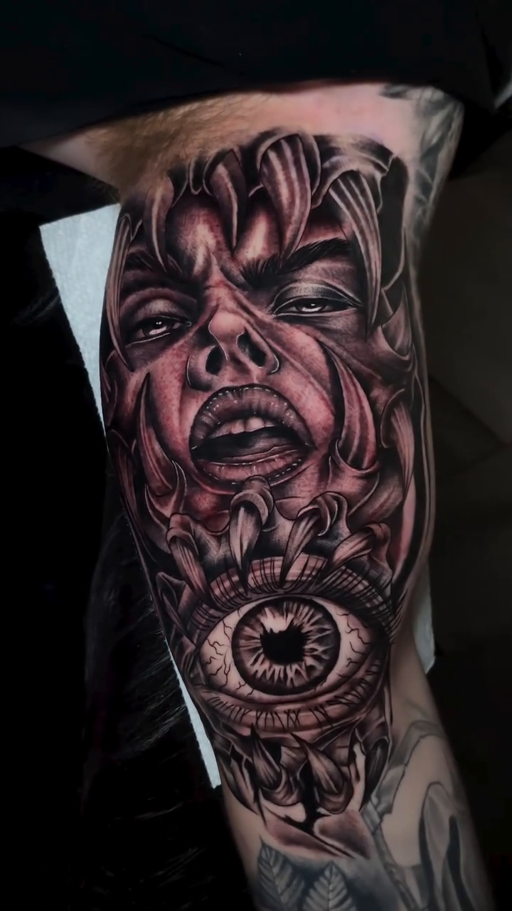Tattoo by @iamricoinkk — dark_realism, black_and_grey