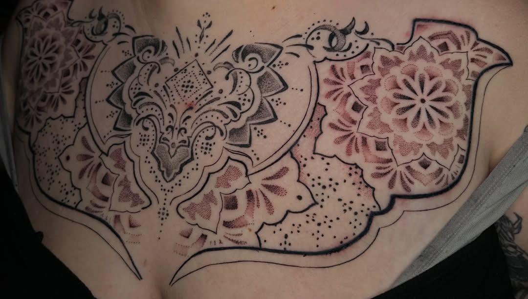 Tattoo by @rad.bananza — dotwork, ornamental