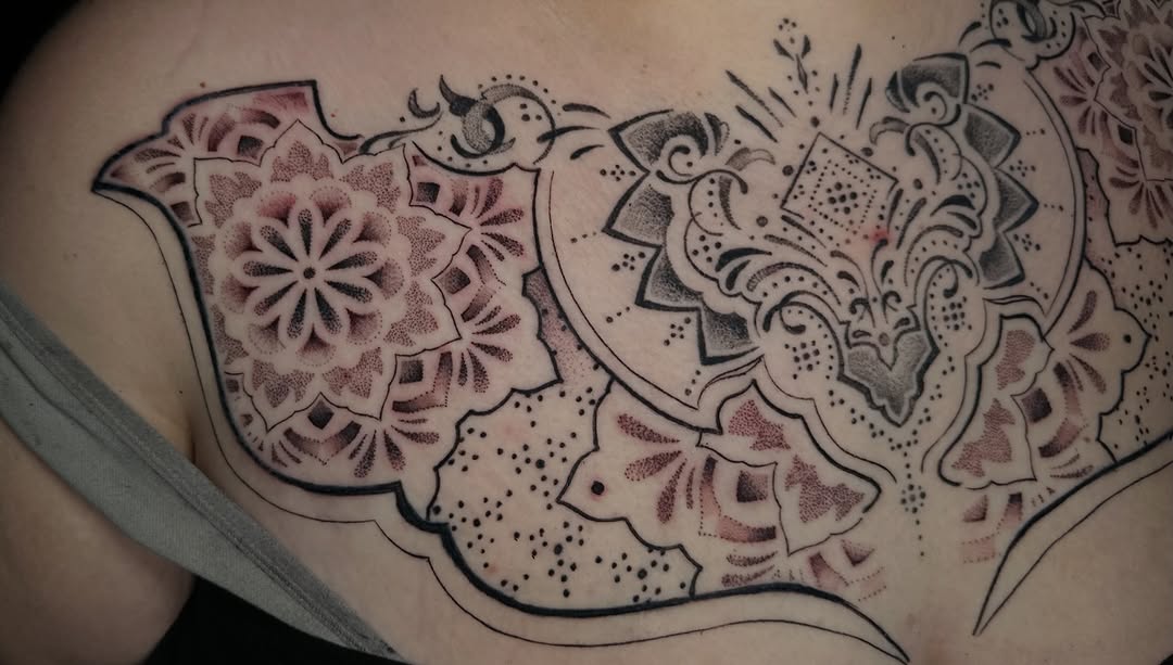 Tattoo by @rad.bananza — dotwork, ornamental