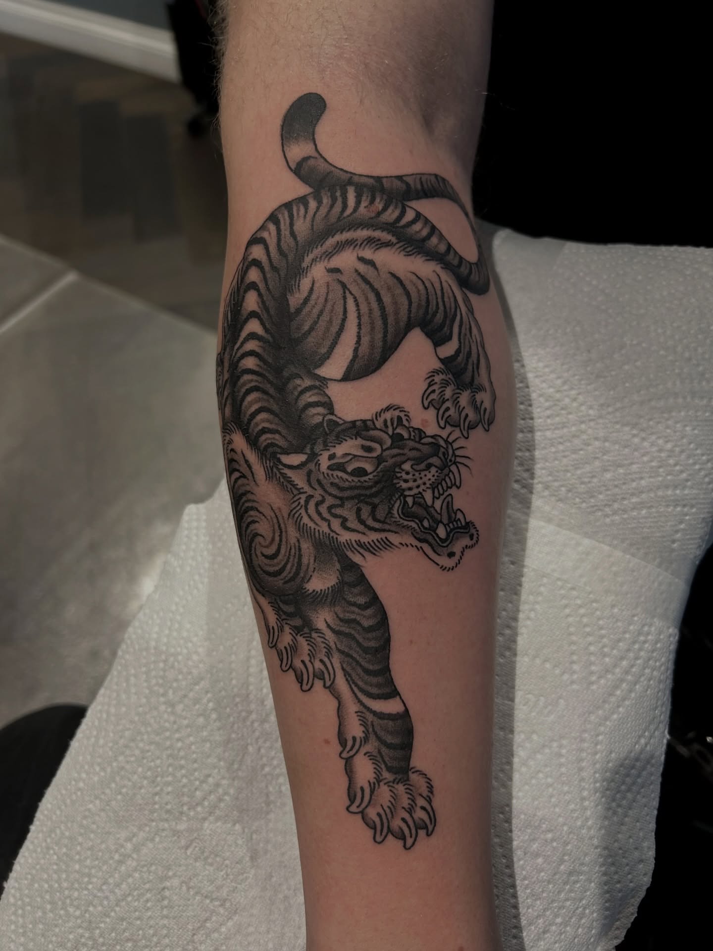 Tattoo by @barneycolestattoo — black_and_grey