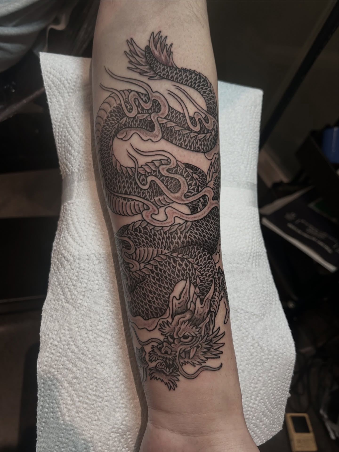 Tattoo by @barneycolestattoo — black_and_grey