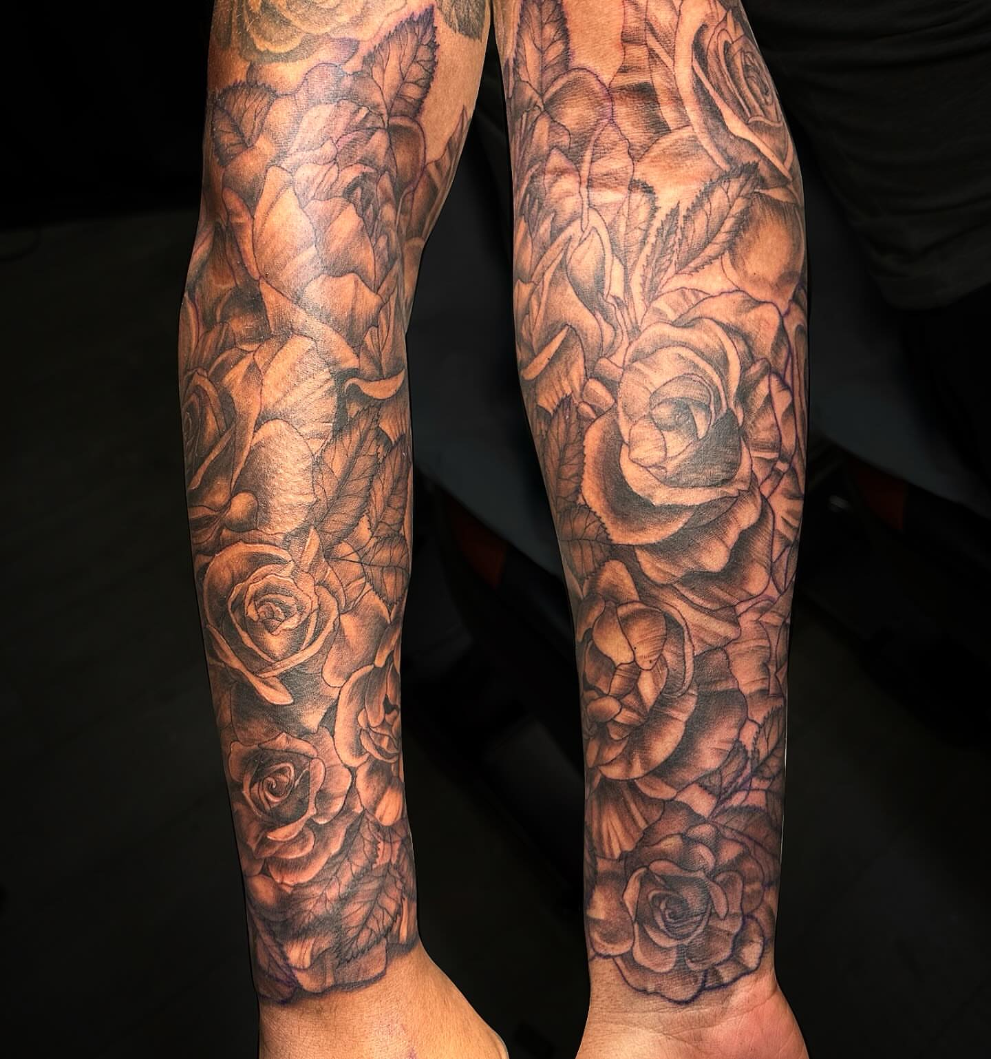Roses black and grey tattoo on the forearm by 🌜🔮✨Anya Casey✨🔮🌛