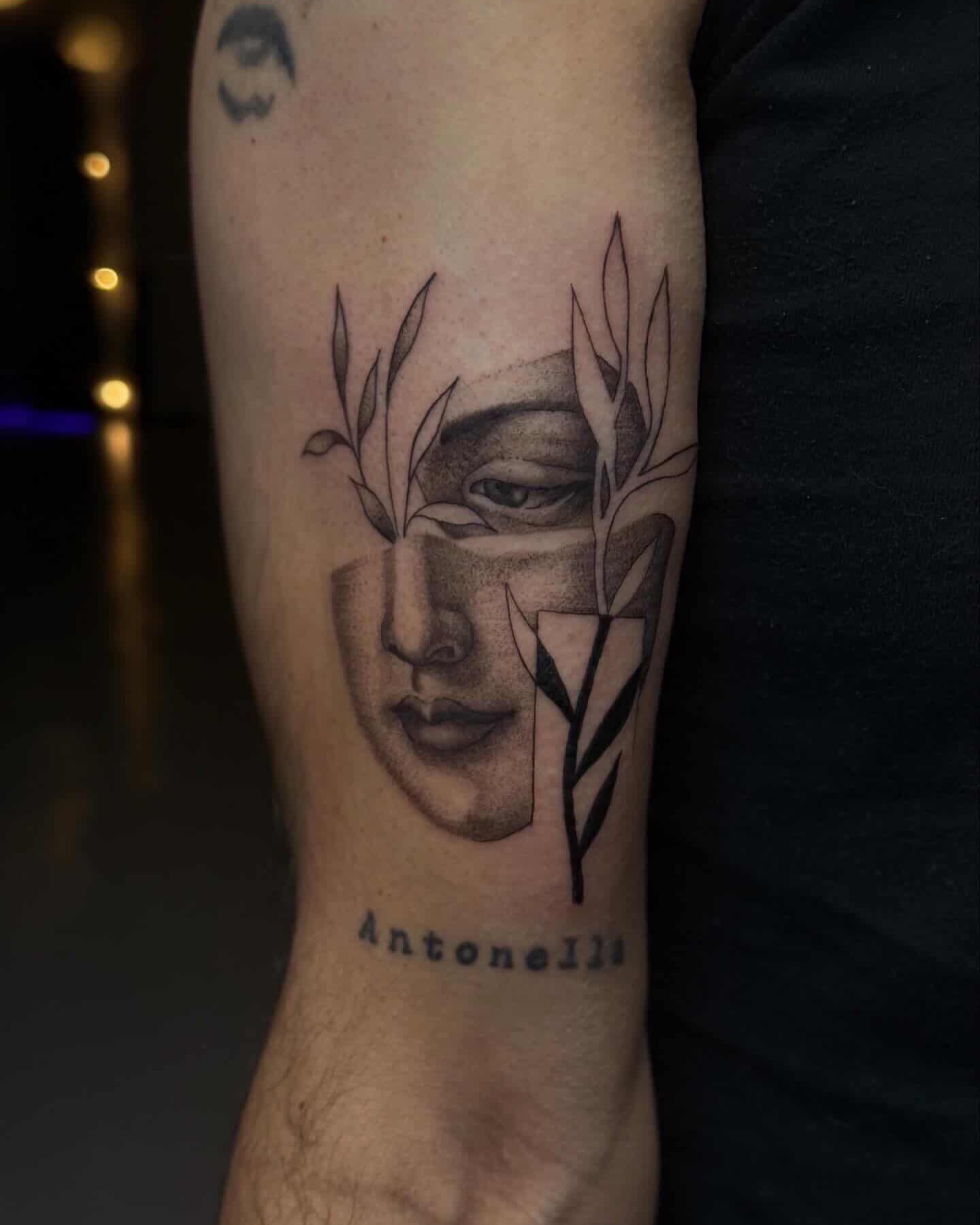 Tattoo by @llanotattooart — dotwork, black_and_grey