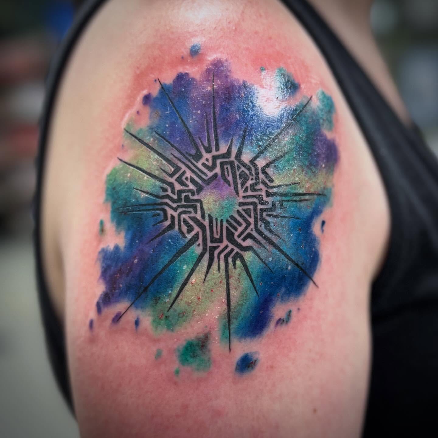 Tattoo by @marble_ink — geometric, watercolor