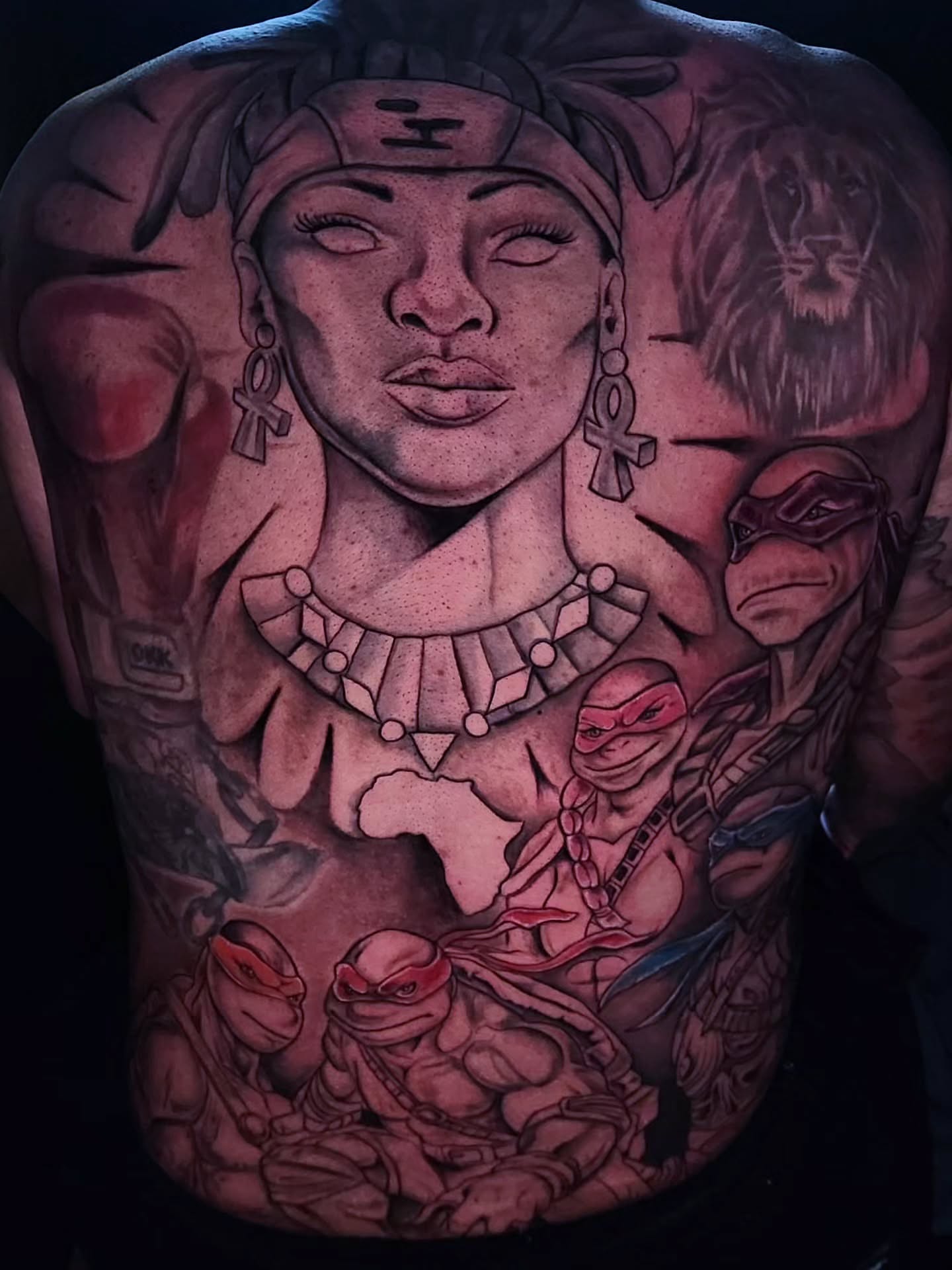 Female figure with African elements realism tattoo on the chest by 🗣 No Minors🔞‼️‼️‼️
